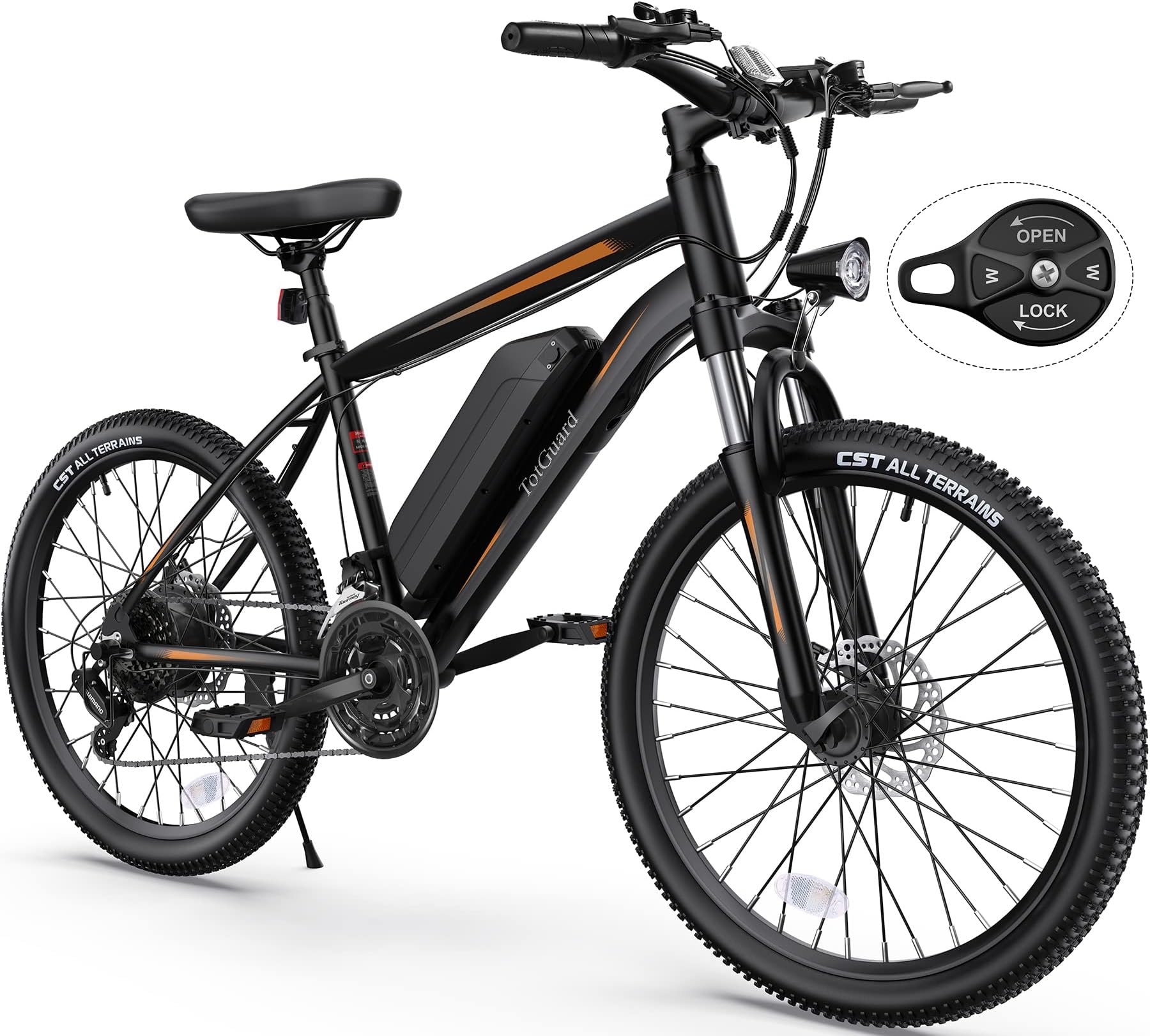 TotGuard Electric Bike for Adults, 26" Ebike with Peak 500W Brushless Motor, Electric Mountain Bike with 374Wh Removable Battery, 50 Miles Electric Bicycle with Suspension Fork, 21 Speed, LCD Display.