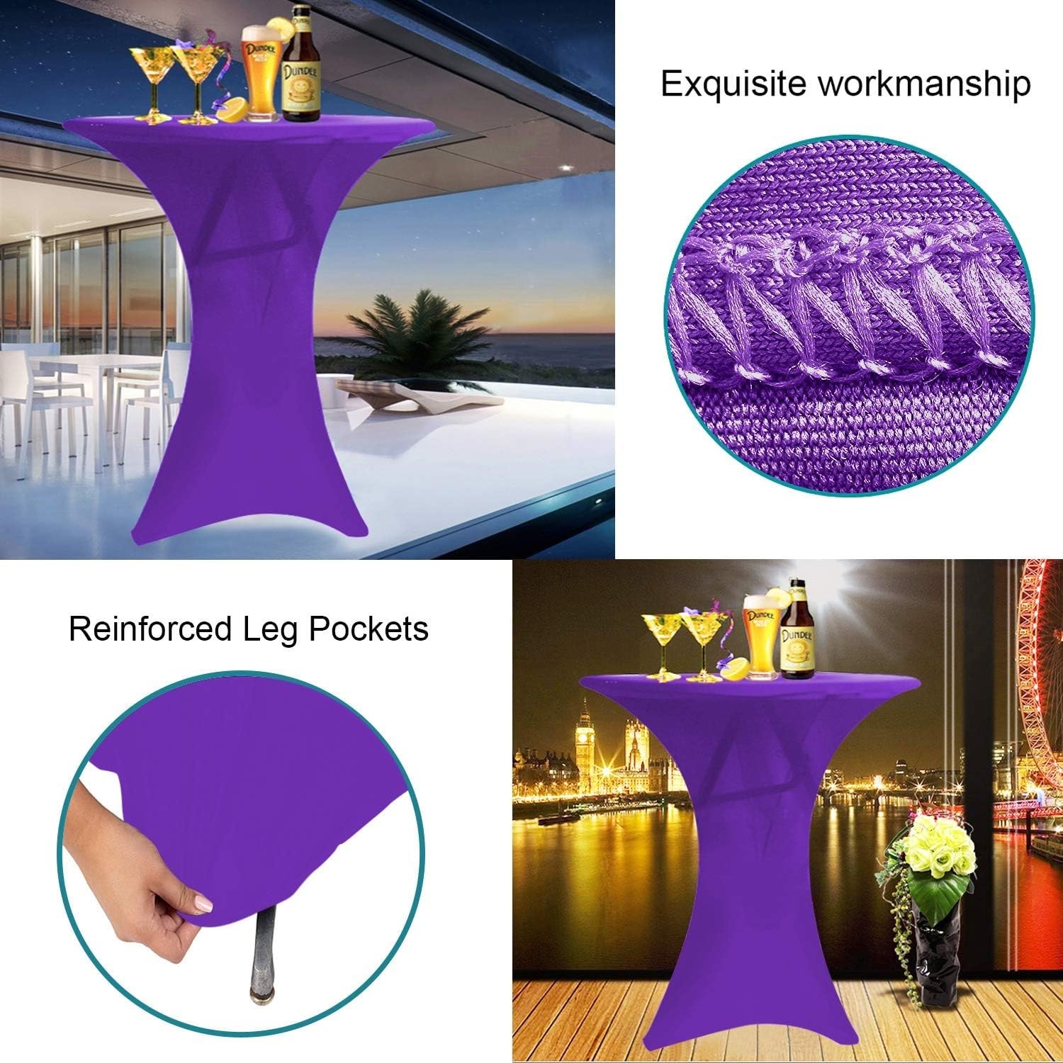 Juego de 4 manteles redondos de elastano para mesa de cóctel de 60 a 80 cm, servilletas elásticas para banquetes de boda, 80 x 110 cm, color #12, perfecto para fiestas y eventos