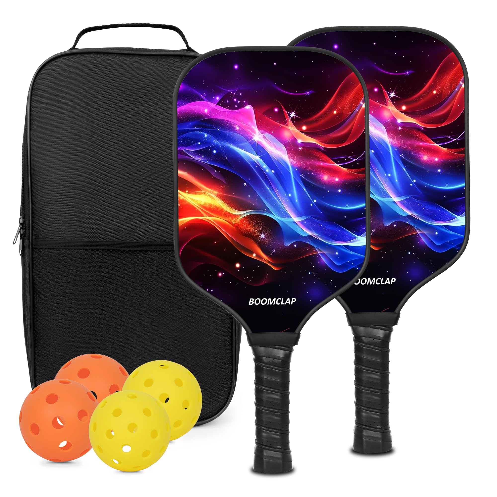 BOOMCLAP Pickleball-Paddel 2er-Set – Fiberglas-Oberfläche, k