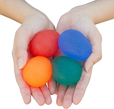 RMS 4-Pack Hand Exercise Balls - Physical & Occupational Therapy Kit for Strengthening Grip & Reducing Stiffness - Arthritis Pain Relief Exerciser for Rehabilitation, Fidget, Stress Relief
