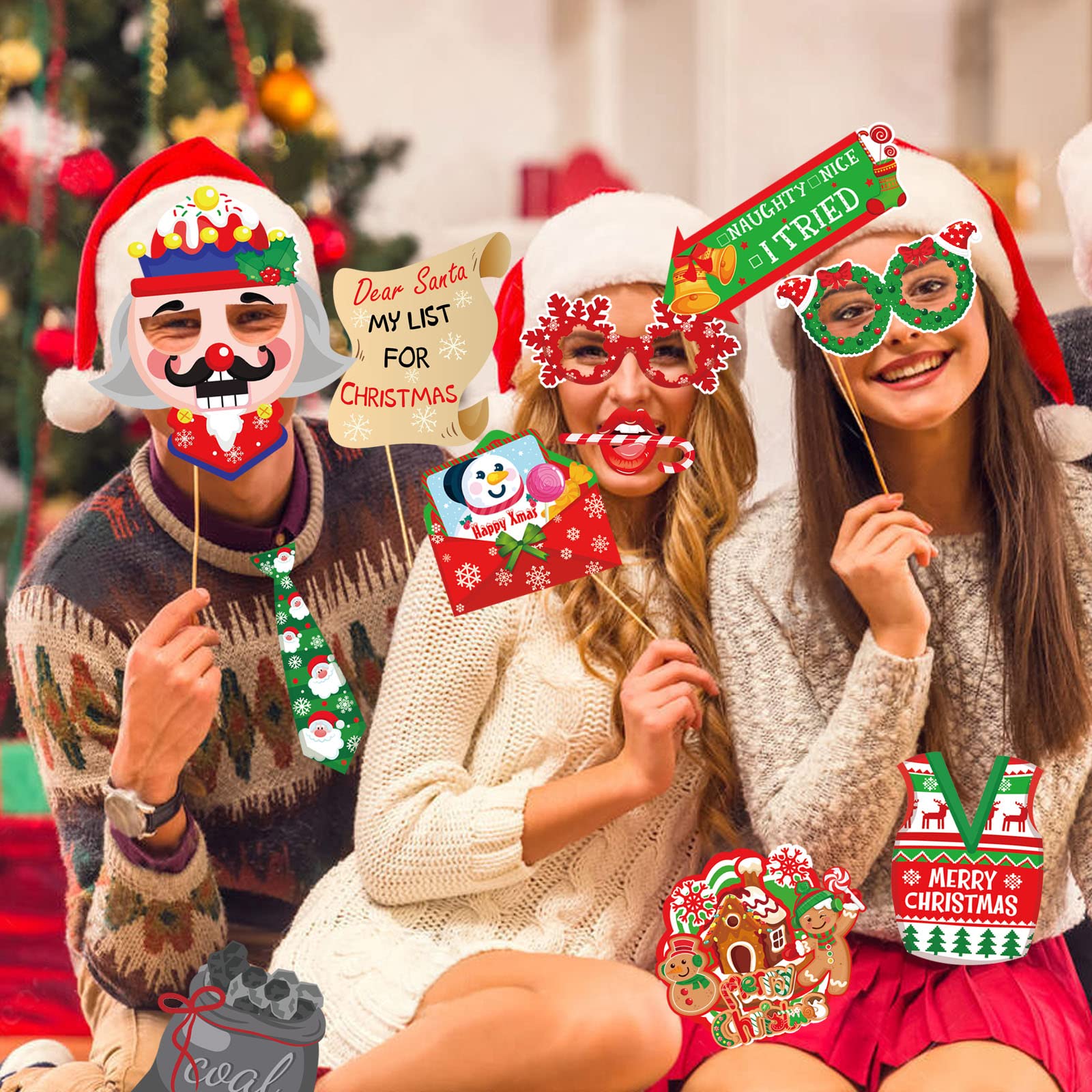 48 Pz Accessori Photo Booth Natale Foto Props Selfie Puntelli Per - 5