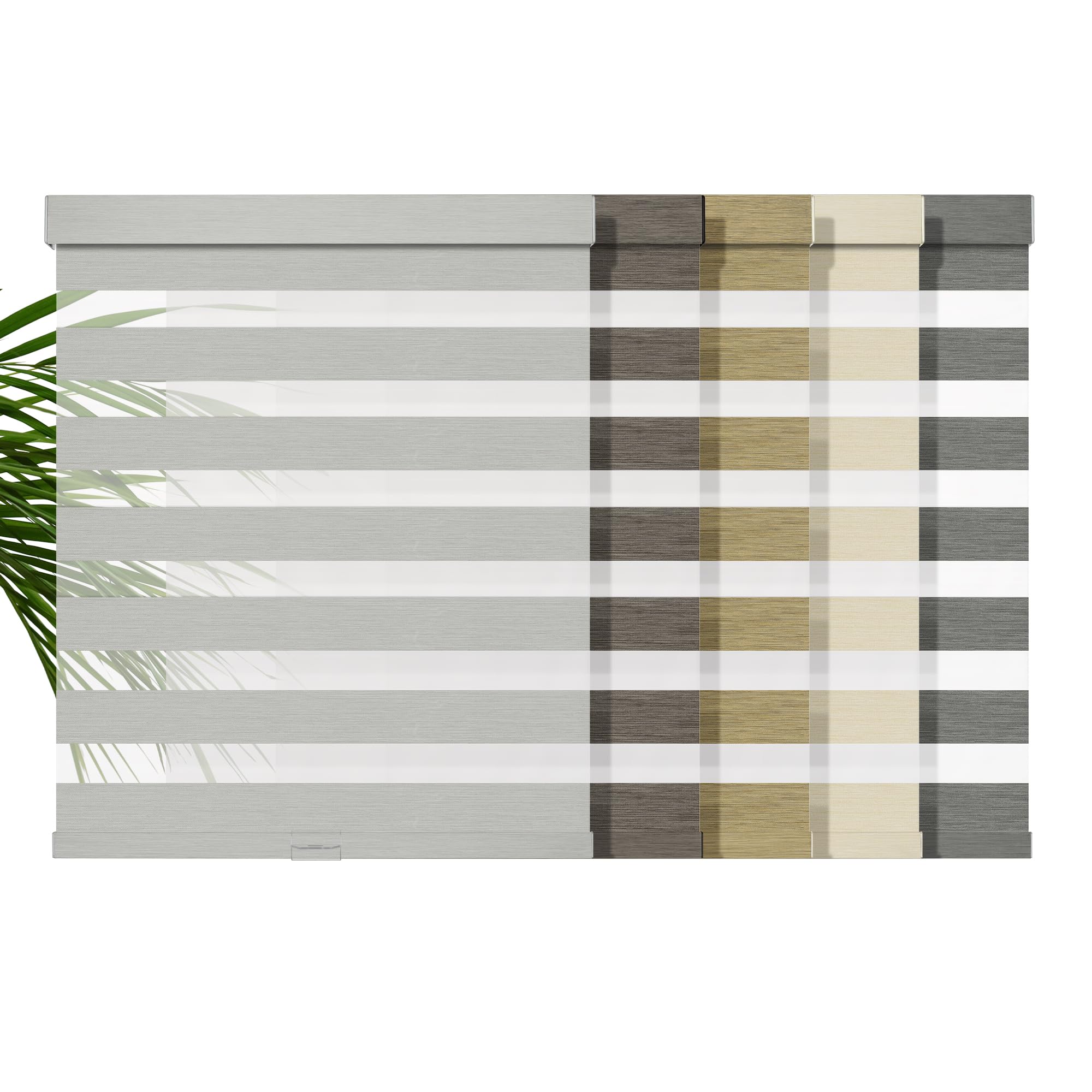 MoDanCeQ Cordless Zebra Blinds for Windows, Day & Night Dual Purpose, Easy to Install, Natural New Linen Fabrics, Free Light Control, for Offices &