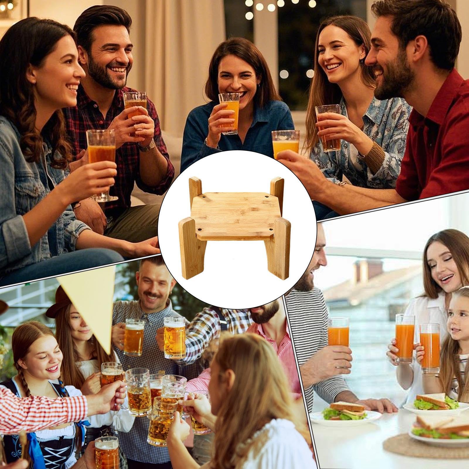 Soporte de madera para jarra de galón, base rústica para dispensador de bebidas, diámetro de 18,5 cm, estante sólido para servir, estación de sujeción elevada confiable, estructura firme