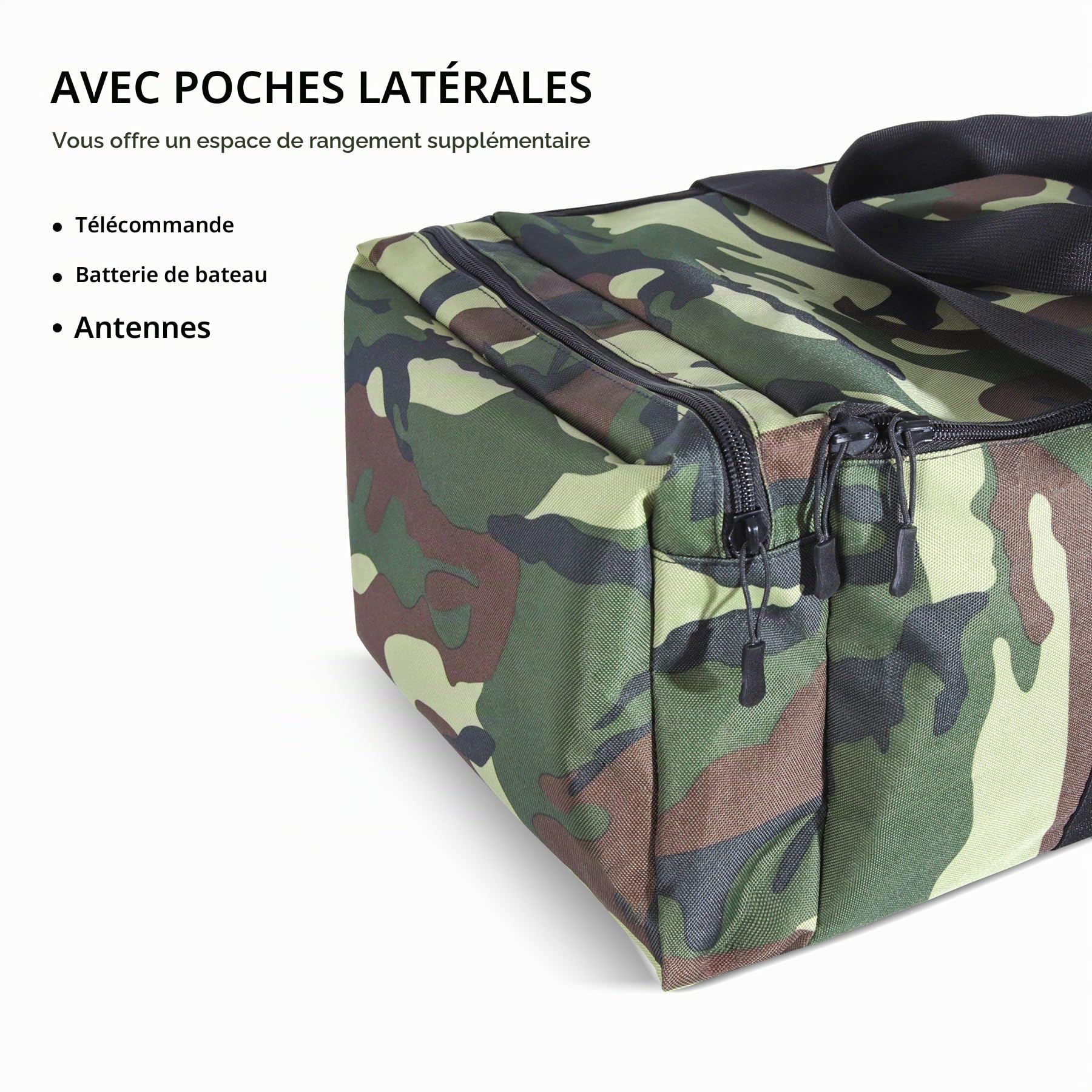 Sac de transport pour bateau à appâts - Grande capacité - Résistant aux intempéries et portable, Vert militaire, L, Sac de transport pour bateau à appâts