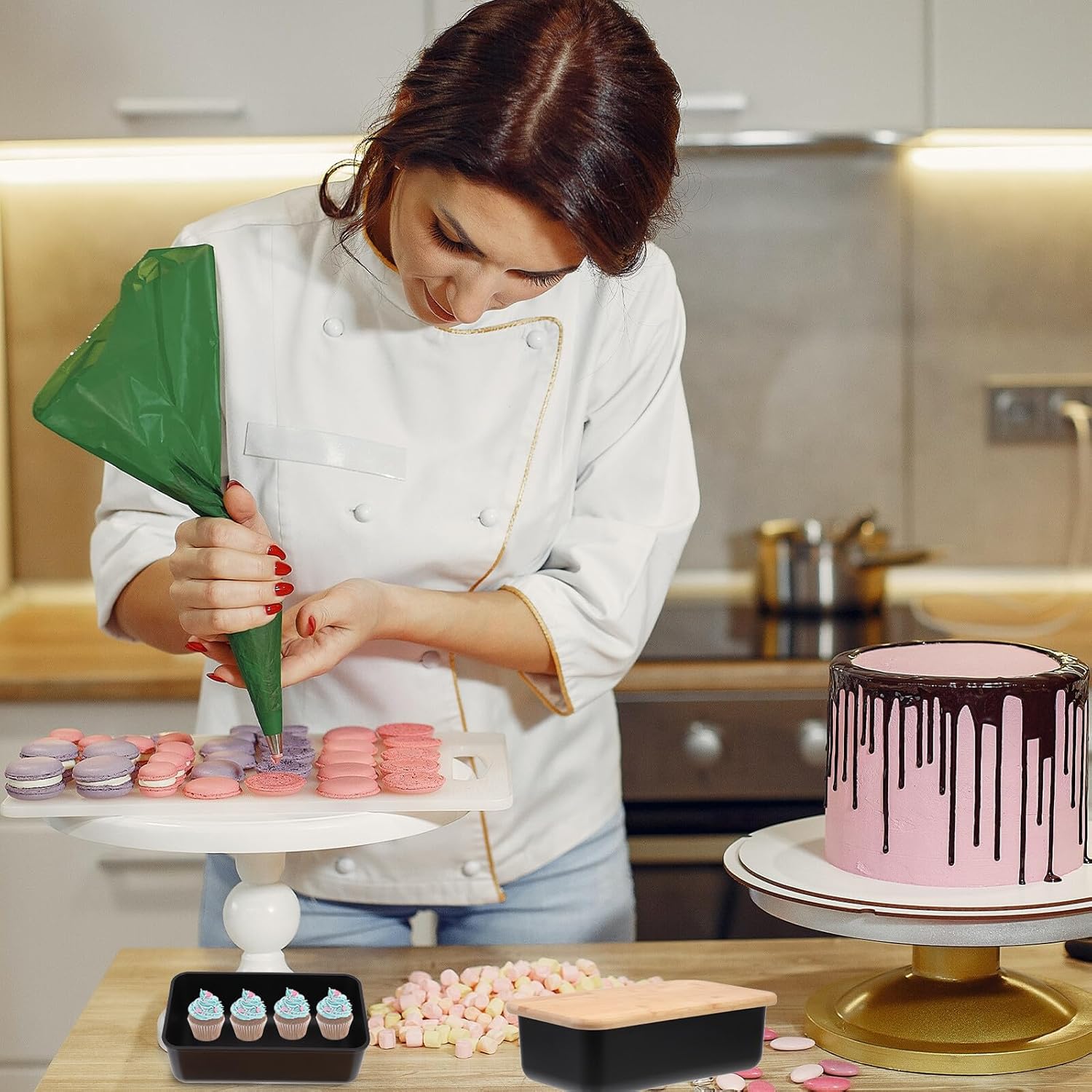 minkissy Bread Storage Box Bread Container Black Square Kitchen Organizing Box with Lid for Bakery Food on Countertop