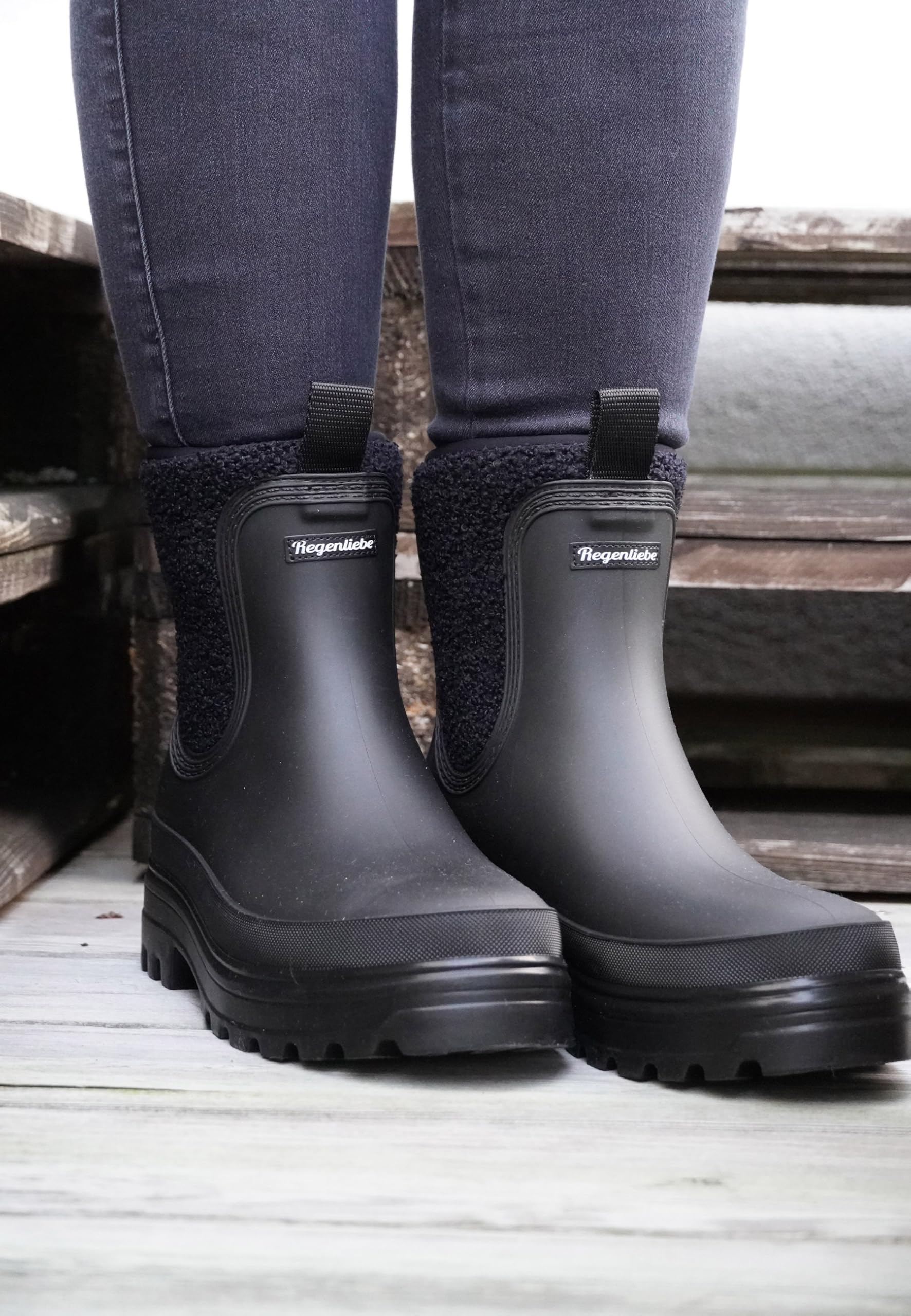 Regenliebe Damen Regenstiefel Wölkchen Halbschaft Gummistiefel Feel Good wärmend gefüttert