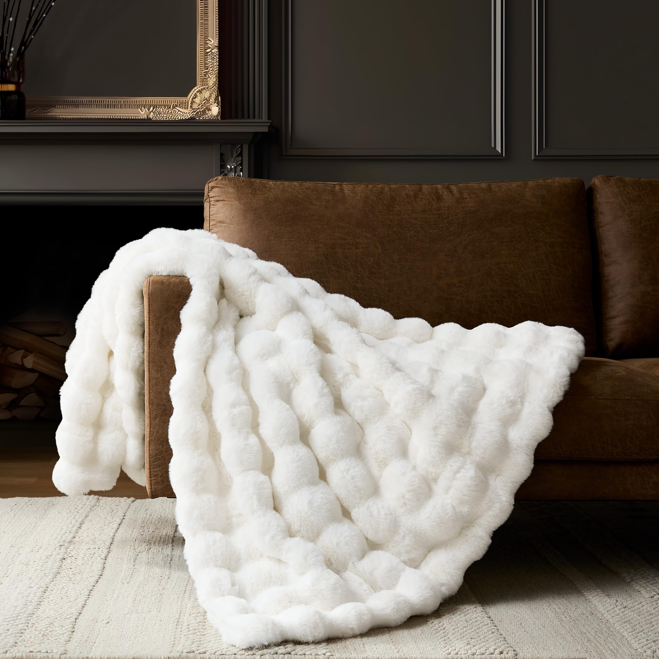 WDCOZY Luxury Ivory Bubble Throw