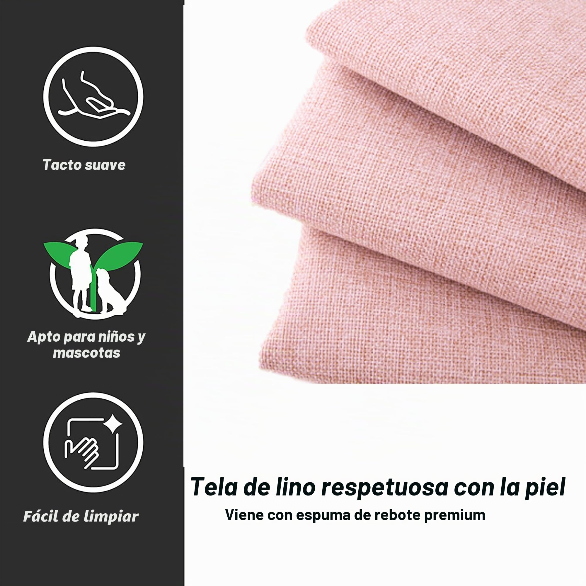 SACOOL Cama tapizada, 90 x 200 cm, con cama plegable y cajones de almacenamiento, acolchado de lino agradable para la piel, cama individual, cama infantil, cama juvenil, cama de invitados (rosa)
