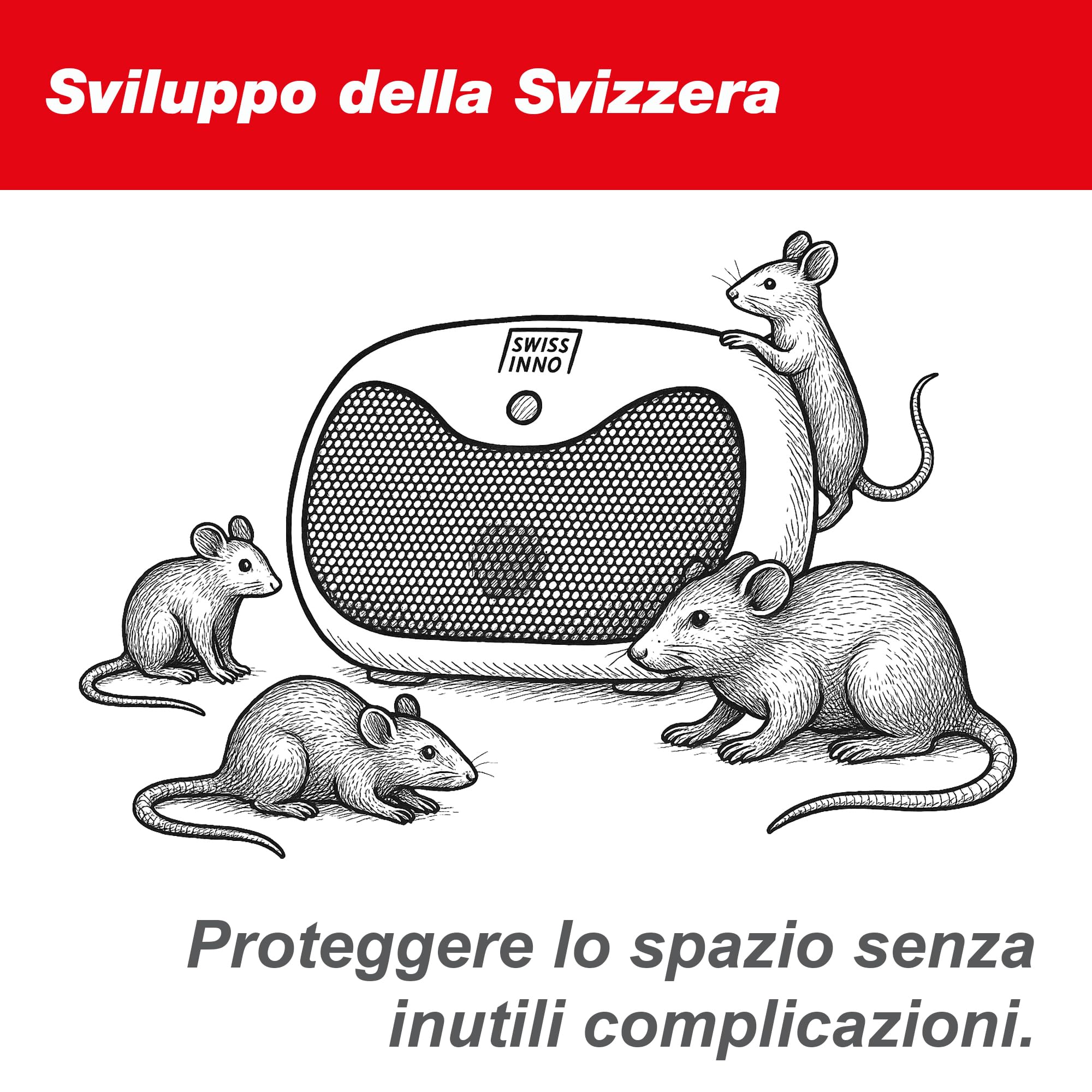 SWISSINNO Repellente a Ultrasuoni a Batteria 20 m² - Dispositivo Portatile Anti Topi e Ratti per Interni - Funzionamento Flessibile Senza Presa di Corrente - Ultrasuoni Contro Roditori e Martore