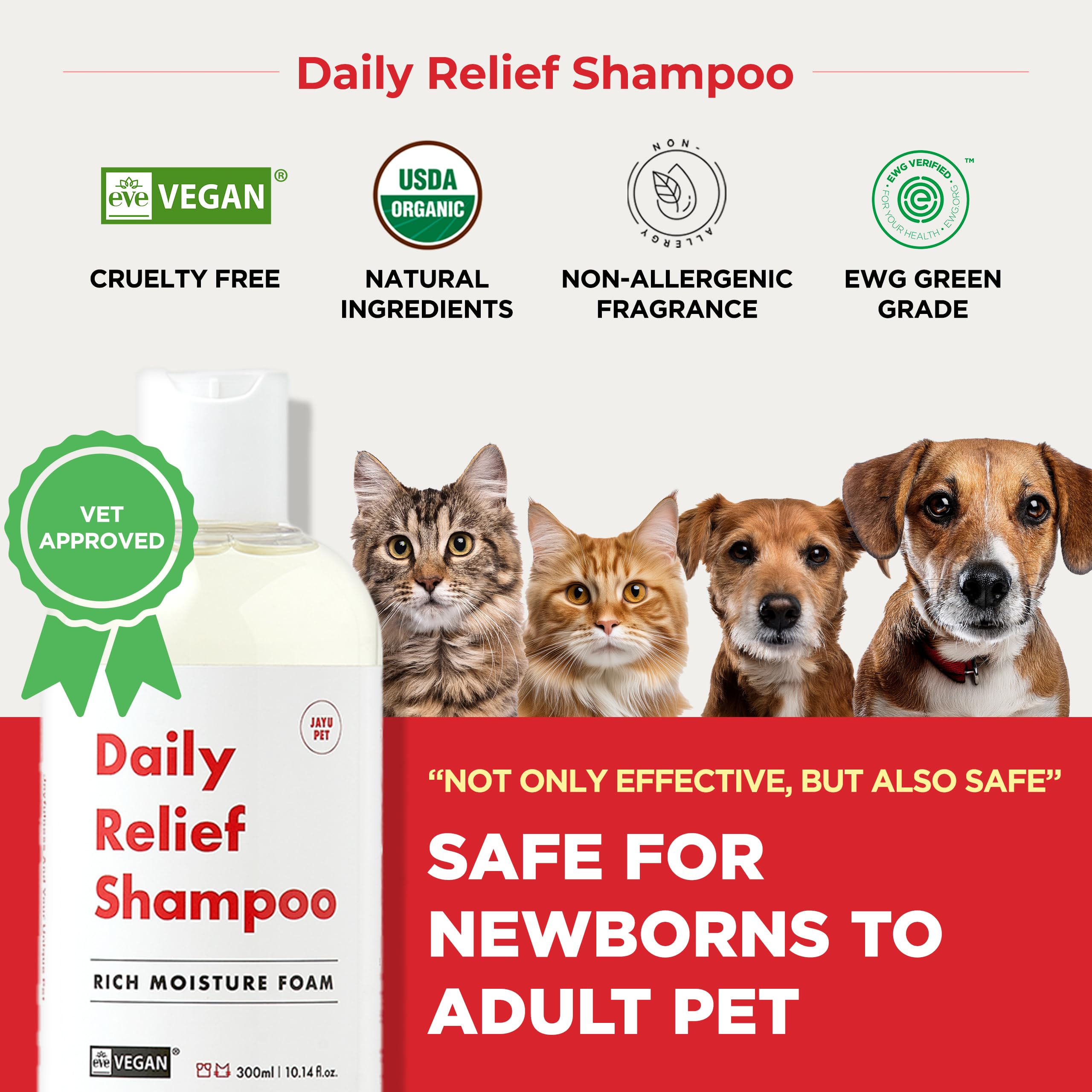 JAYU PET Daily Relief Shampoo, Vet Approved for Itchy Sensitive Skin Natural Ingredients for Allergies. Moisturizing - Image 2