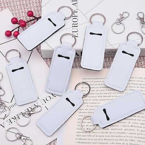 Miniatura 6 de Duufin 20 piezas Chapstick llavero titular de bálsamo labial soporte para lápiz labial con 20 cordones de clip de metal para bolso mochila