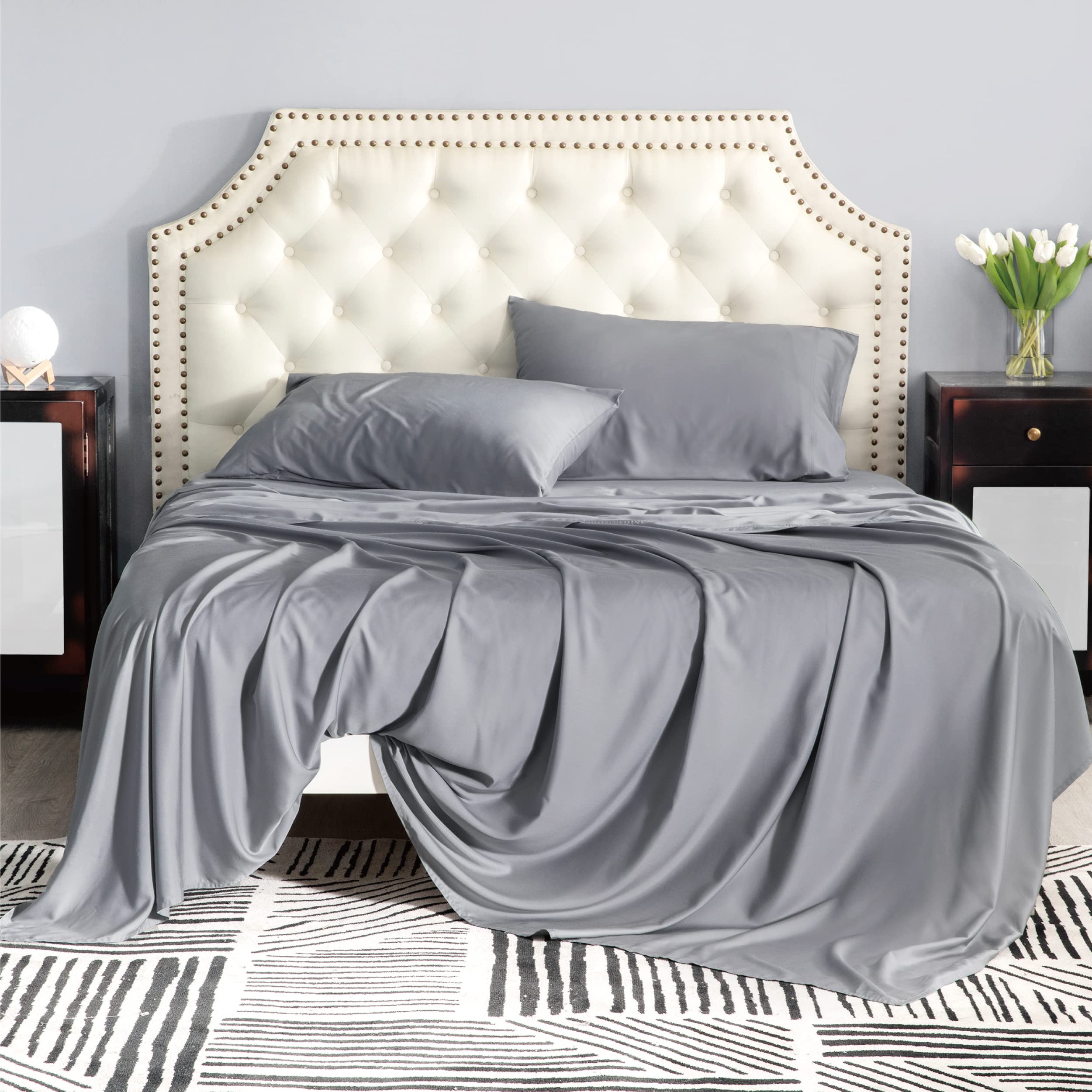 BEDSURE Bamboo Cooling Sheets Queen 100 Viscose from Bamboo Sheets