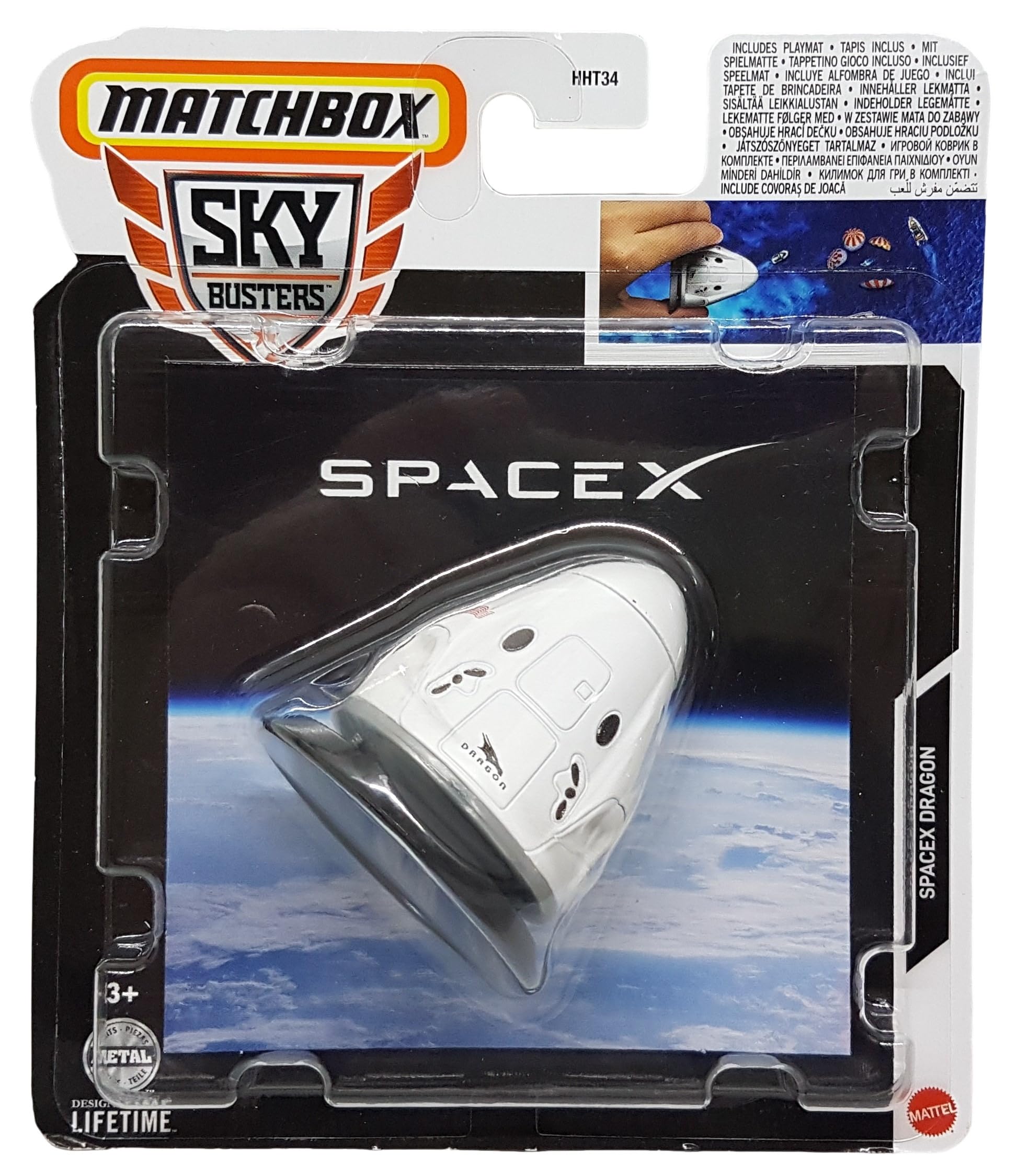 Matchbox - SpaceEx Dragon - MBX Sky Busters 22/32 - HVM42 - Big Card - Rocket - Space Capsule - Mattel 2024-1:64