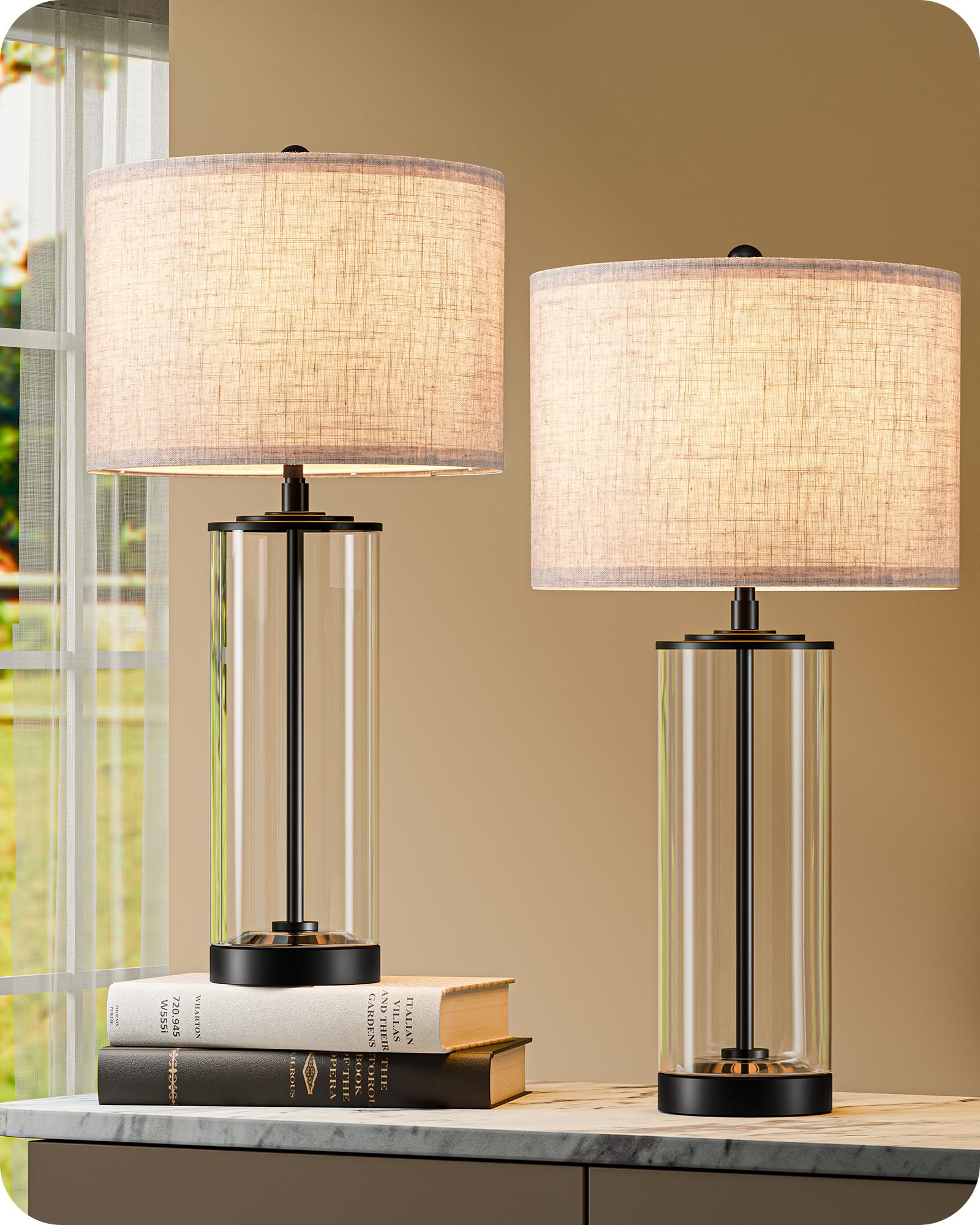 Photo 1 of EDISHINE Glass Table Lamp Set of 2