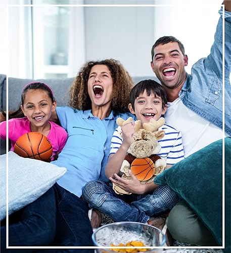 Miniatura 7 de DolliBu Alce con peluche de baloncesto, alce suave y abrazable, adorable juguete de peluche para jugar, lindo regalo de vida silvestre, juguete