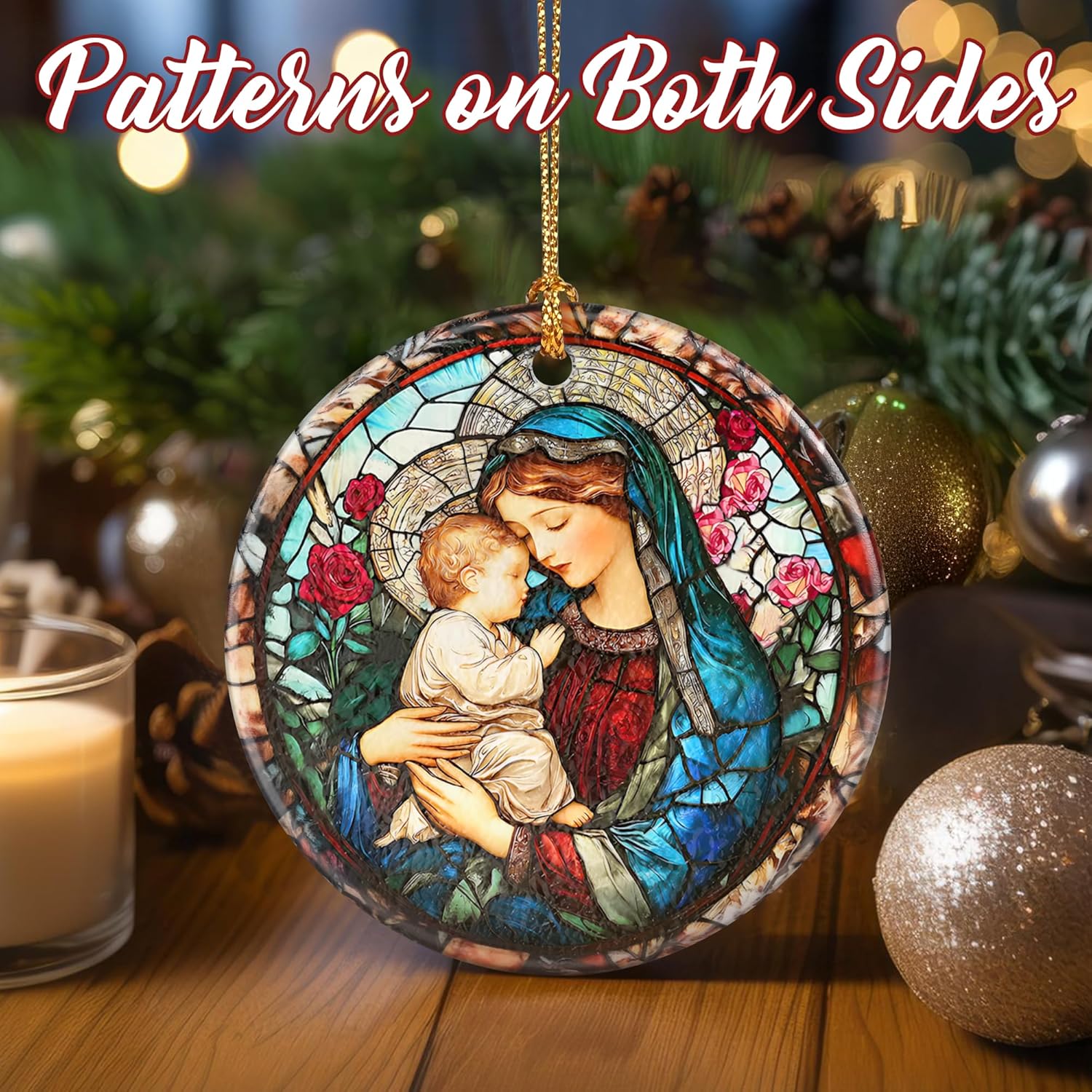 Christmas Ornaments, Dodosky 2.8in Ceramic Virgin Mary Ornament, Xmas Decor, Christmas Tree Ornaments, Xmas Decorations for Tree, Holiday Ornament, Gift Ideas, Christian Gifts, Religious Gifts - Image 3