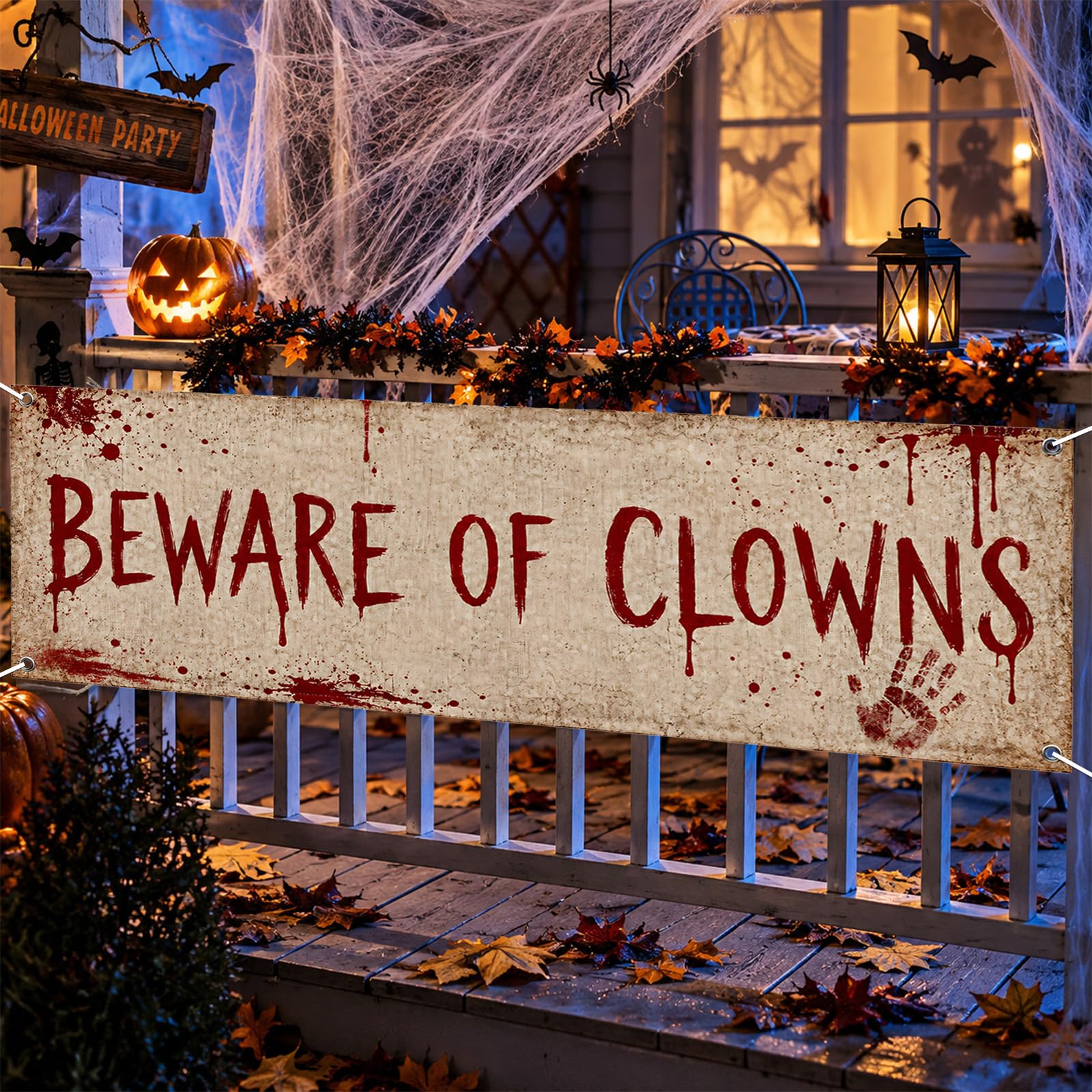 Halloween Banner Decorations Beware of Clowns Outdoors Banner 180x50cm