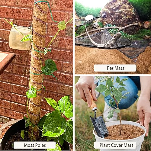 Miniatura 6 de GreatBuddy Rollo de forro de coco 80 x 12 pulgadas tapete de fibra de coco natural grueso y resistente para colgar plantas postes de musgo cestas de
