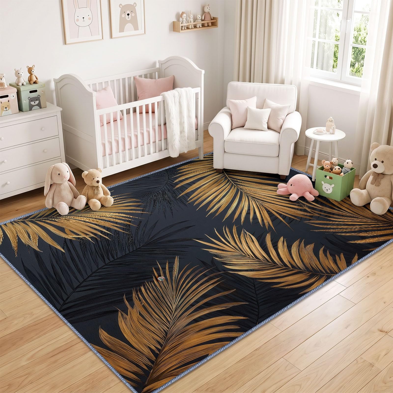 Generisch Tappeto per soggiorno, 120 x 177 cm, moderno, tropicale, decorativo, lavabile, morbido, a pelo corto, antiscivolo, per soggiorno, camera da letto, sala da pranzo, ufficio
