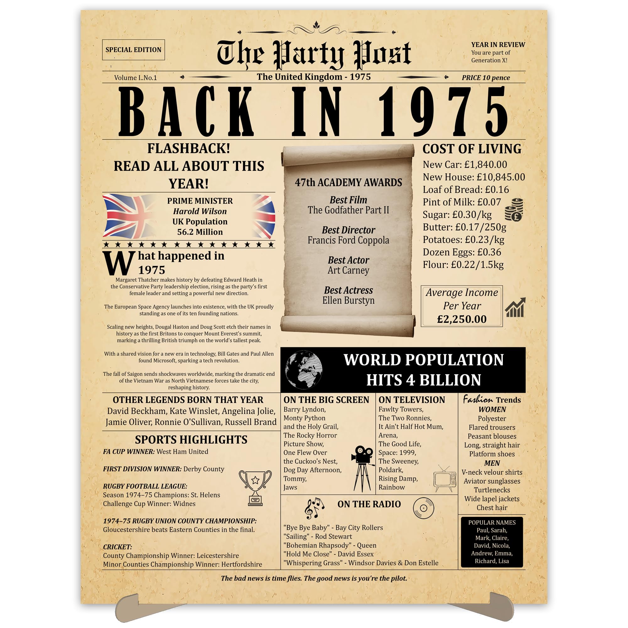 The Party Post Women's Back In 1975 51St Birthday Party Decorations Poster - 51 Years Ago Anniversary Sign A3 Size. Vintage Home Decor Supplies For Her Or Him. Historical Banner For Or Men Turning 51 Years Old