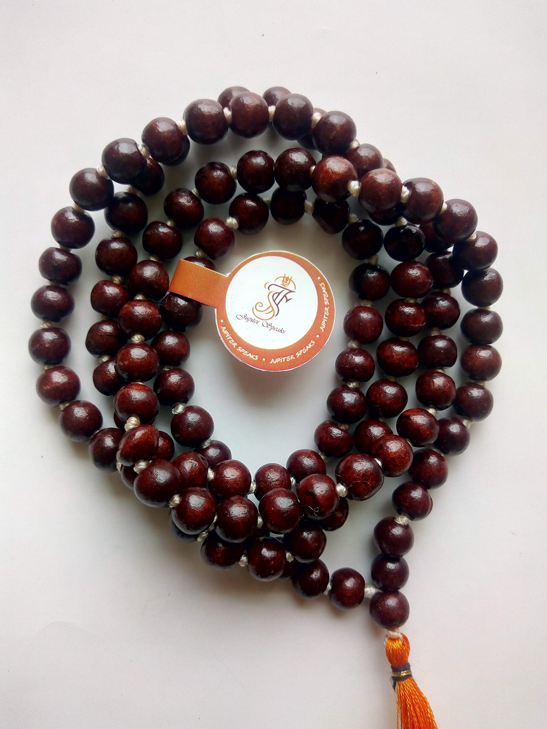 Jupiter SpeaksJupiter Speaks Unisex Original Lal Chandan Sandalwood Rosary Energized 108+1 Beads Mala (Red, 7 mm)