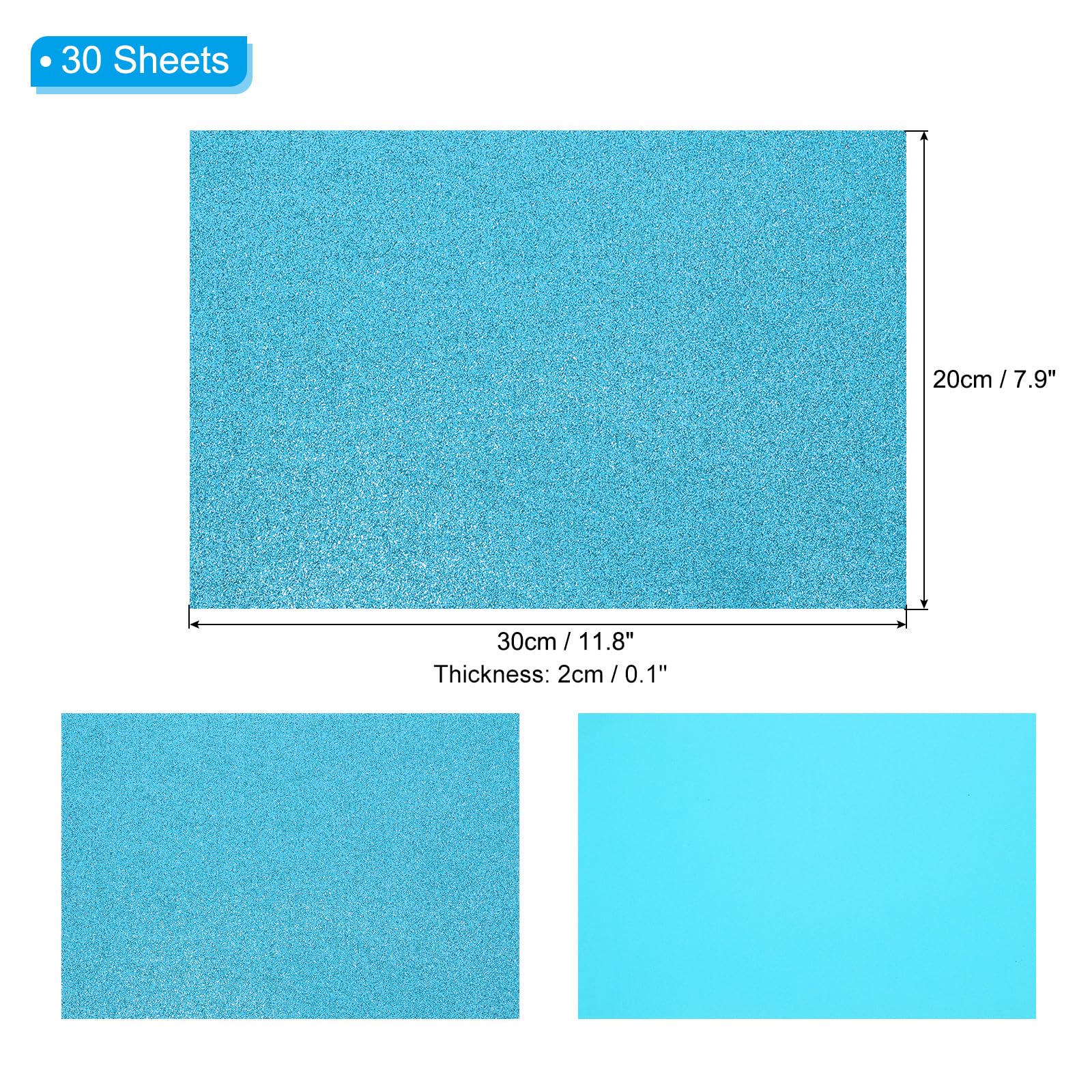 PATIKIL 30Sheets Blue EVA Glitter Foam Sheet 11.8 x 7.9 Inch 2mm Thick Sparkle Craft Foam Sheet for Crafts DIY Project - Image 2