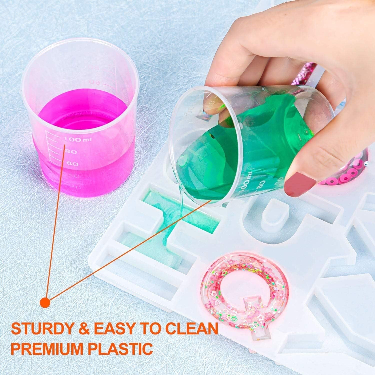 25-teiliges Plastik-Messbecher-Set – Kunststoffbecher für Harz, Epoxid, Farbe, 30ml, 50ml, 100ml, Küchen- und Laborbedarf(50 pcs)