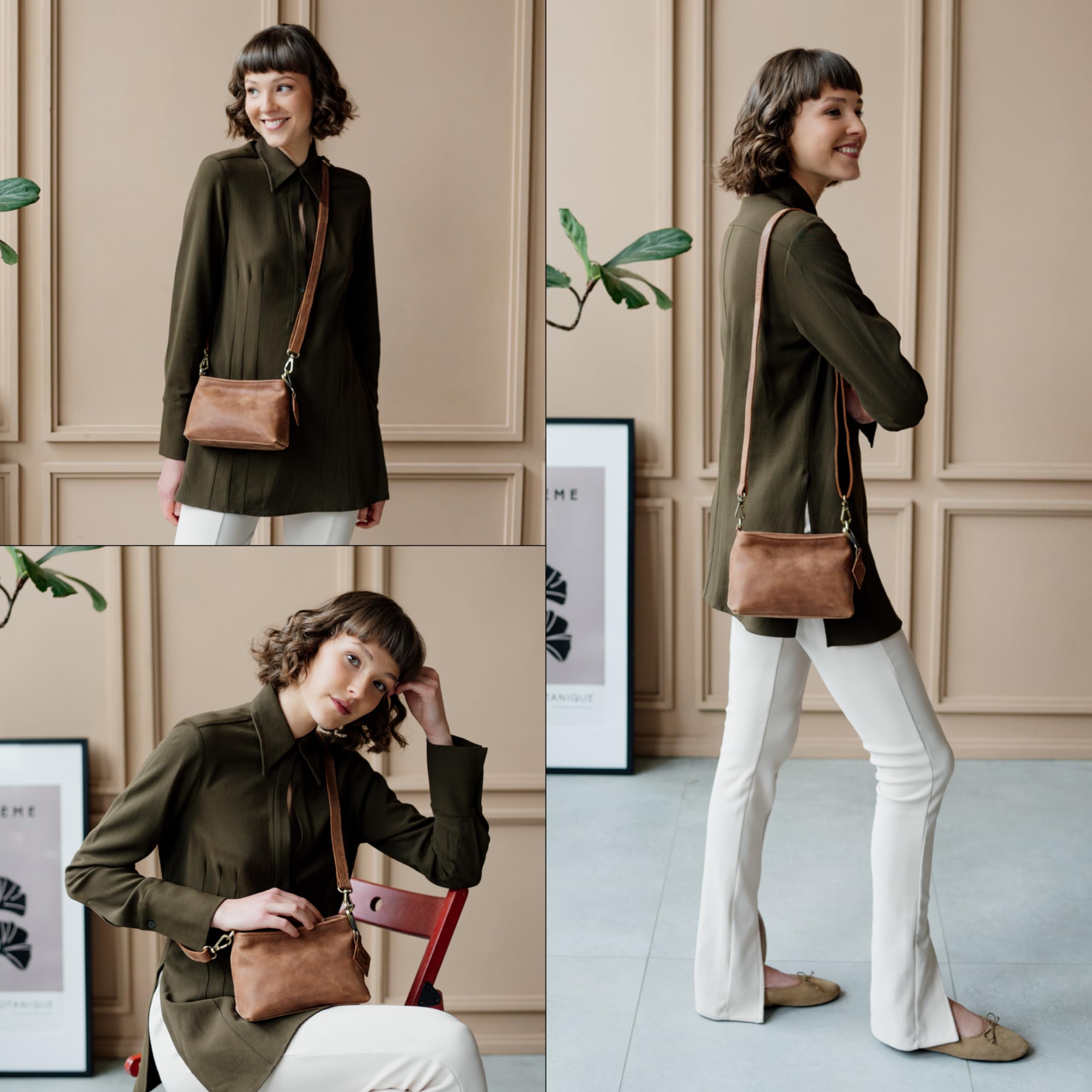 Berliner Bags Bolso bandolera vintage Marbella XS, pequeño bolso bandolera de piel, bolso de mano para mujer