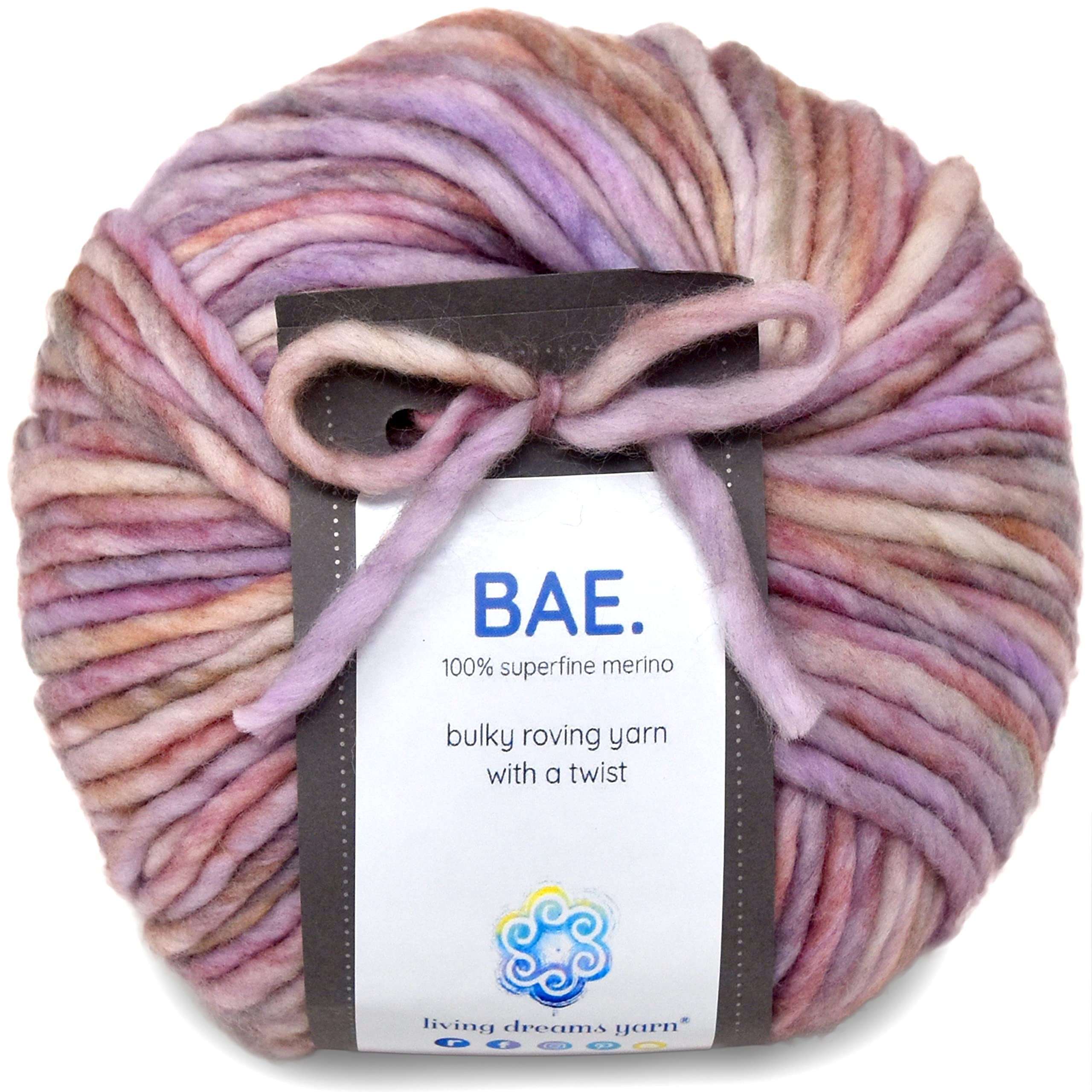 BAE by Living Dreams - Ovillo de lana de lana de merino 100 % extrafino y voluminoso para tejidos de invierno