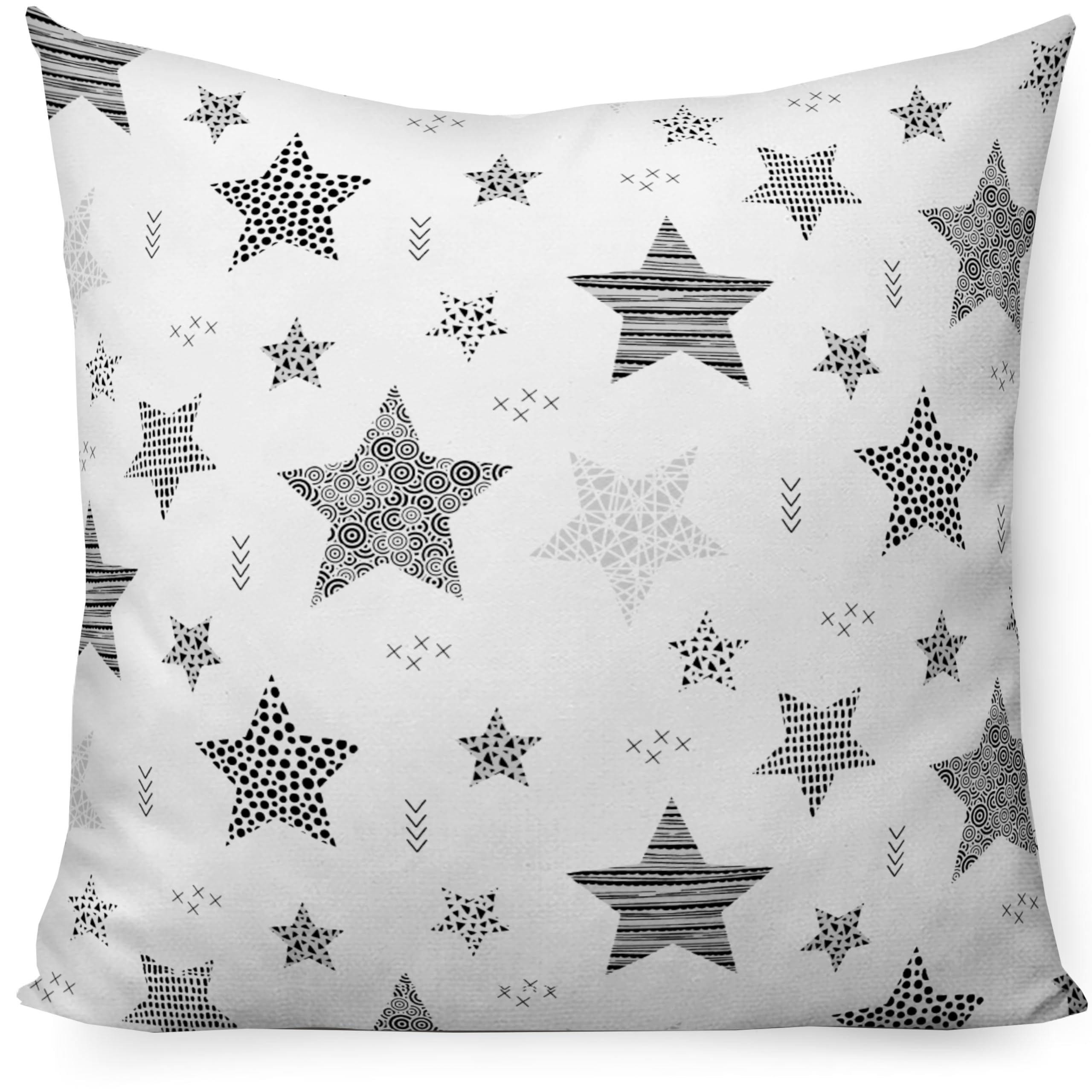 PinkZebra Kopfkissenbezug Kinder, Kissenbezug 40 x 40 cm aus 100% Baumwolle, Kissenhülle Jungen, Öko-tex Standard 100, Kinderbezüge mit Reißverschluss, Sterne Grau