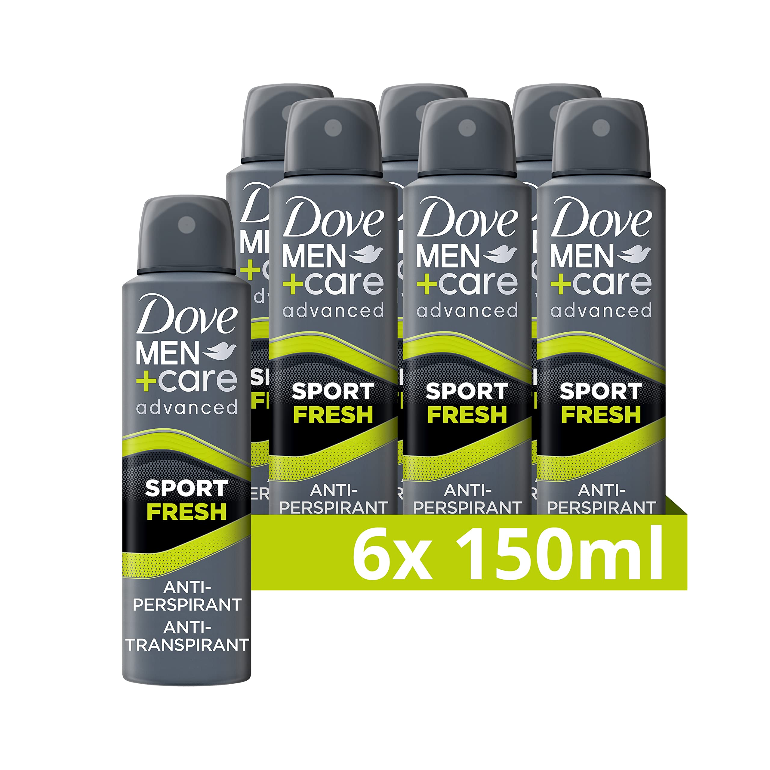 Dove Men+Care Antiperspirant Deodorant 72H Protection Sport Fresh - 150 Ml, 6 Pack