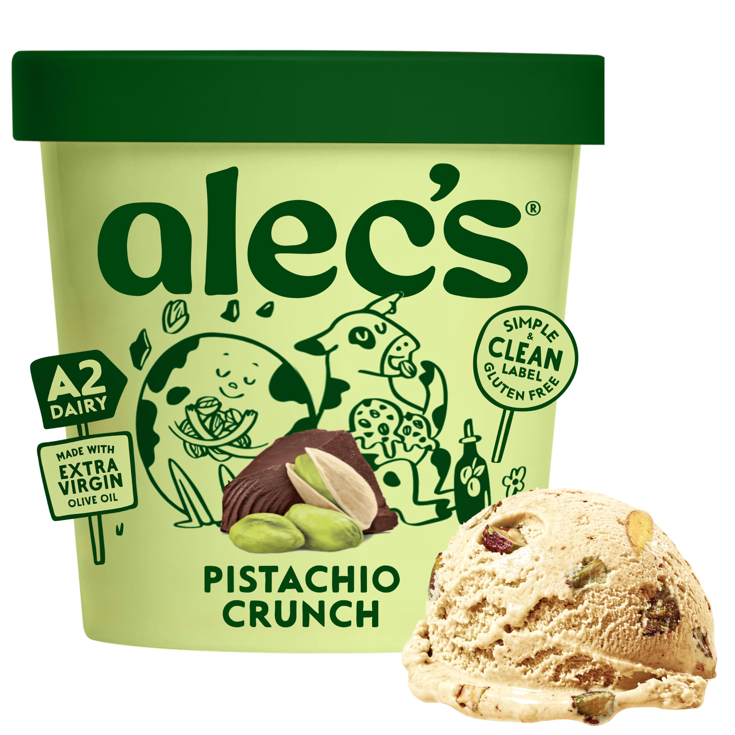 Amazon.com: Alec's Pistachio Crunch Ice Cream - A2 Dairy, 14 fl oz