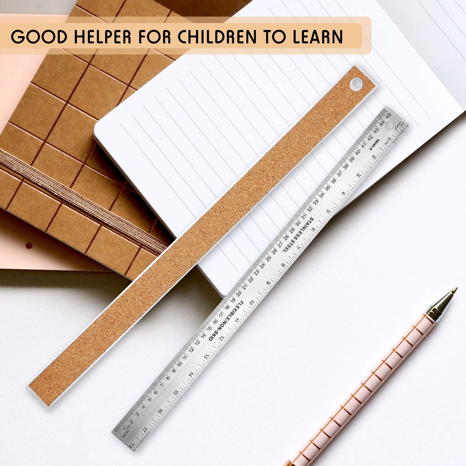 Small Metal Ruller Small Metal Ruler 2-Piece Stainless Steel Rulers With Cork Back – 12.3 ...