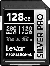 Lexar 128GB Professional SILVER PRO SD Card, UHS-II, C10, U3, V60, Full HD, 4K, Up To 280MB/s Read SDXC Memory Card, for Professional Photographer, Videographer, Enthusiast (LSDSIPR128G-BNNNU)