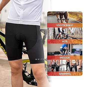 WOLFIRE WF Pantaloncini Ciclismo Uomo - Salopette con Fondello Gel 20D,  Tessuto Poliestere. Abbigliamento MTB e Strada. Accessori Bici. Pantaloni  Bici. : Amazon.it: Moda