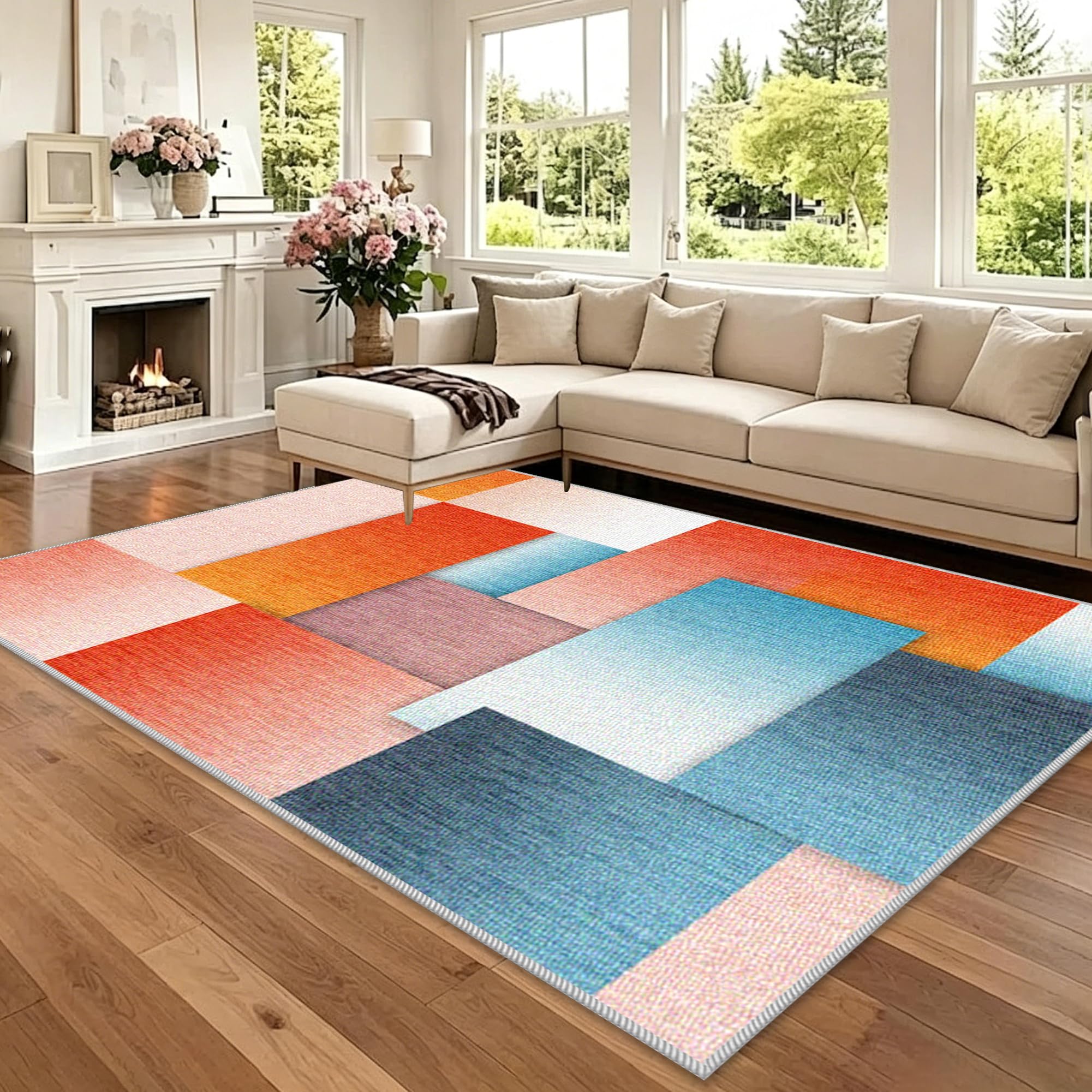 Dywan do salonu można prać w pralce 160 x 200 cm nowoczesny dywan do sypialni duży dywan do jadalni dywanik do sypialni dywan z krótkim włosiem do kuchni, sypialni, domowego biura