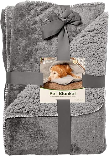 Miniatura 7 de Manta de cama Furhaven para mascotas como perros y gatos  Manta térmica de rizo impermeable y lana de cordero sintética, auto calentable, para