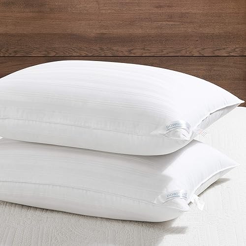 Miniatura 8 de downluxe Juego de 2 almohadas de cama de tamaño estándar, colección de hotel, almohadas alternativas de plumón suave para dormir, perfectas para
