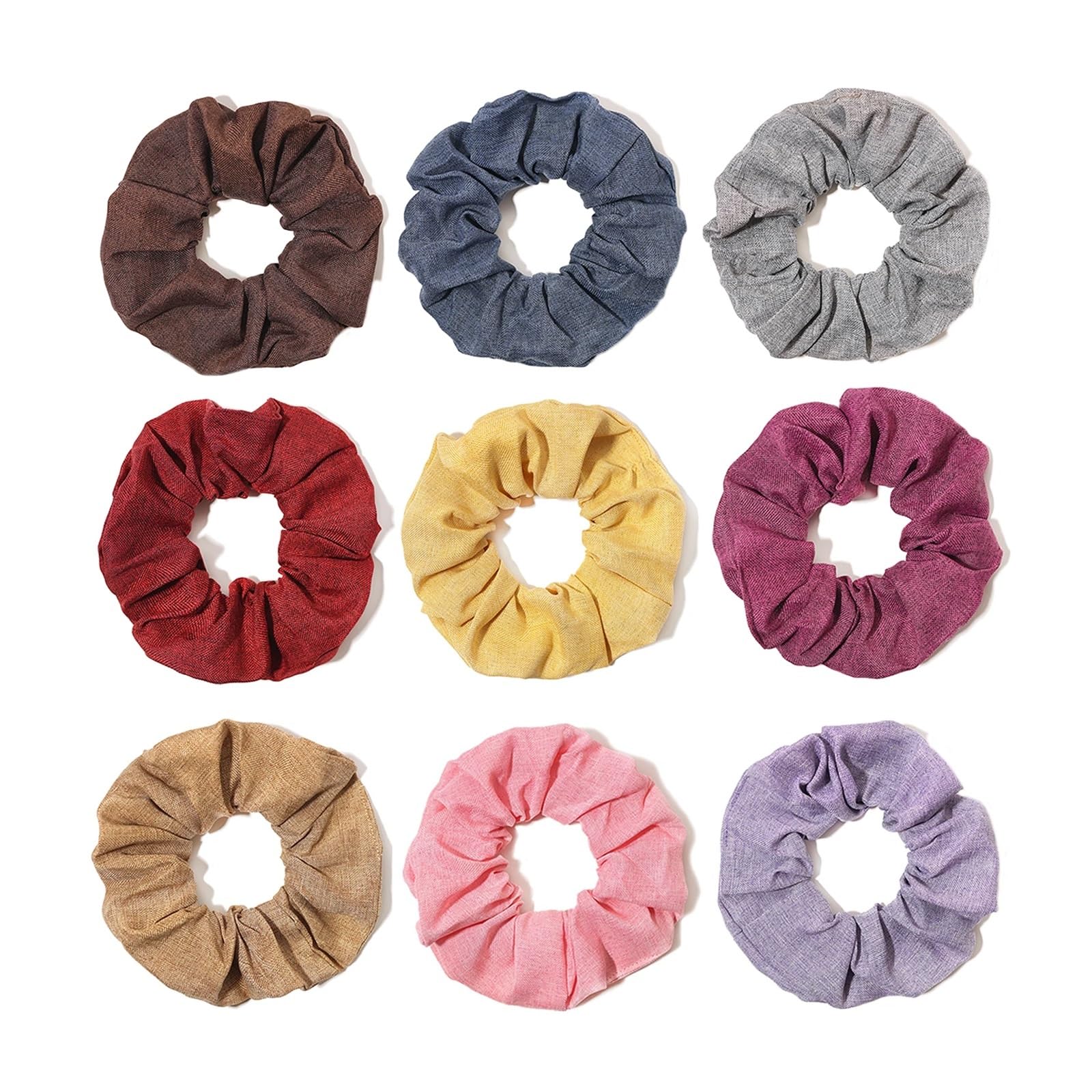 Coleteros Pelo Mujer 9 bandas elásticas for el cabello de tela algodón y lino colores sólidos for mujer