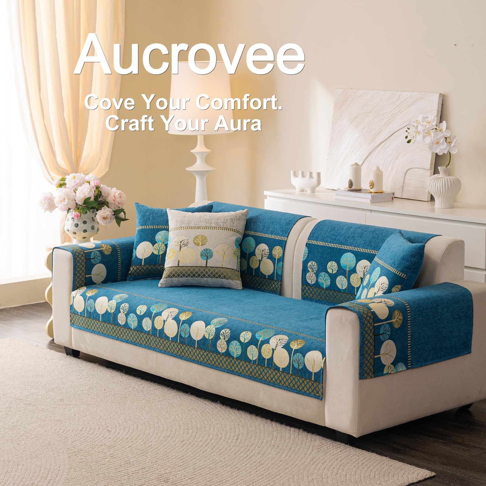Amazon.com: Aucrovee Chenille Boho Jacquard Couch Cover, Washable