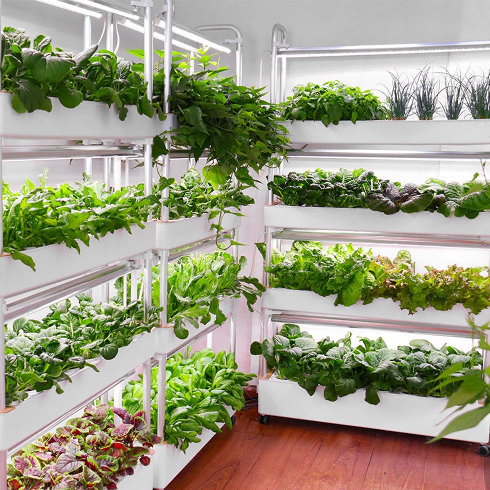 Sist-ema de cultivo hidropónico para jardín de 48/64 orificios, torre hidropónica con luz LED para cultivo, espacios para plantar, kit de cultivo aeropónico de vegetales de PVC,64holes
