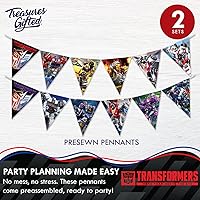 Vista 3 de Paquete de 2 banderines de cumpleaños con licencia oficial de Transformers, suministros para fiestas de Transformers
