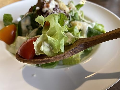 Miniatura 4 de FAAY 2 cucharas de teca para servir, cuchara de madera de 9.5 pulgadas, servidores de ensalada, hechos a mano de teca de alta resistencia a la