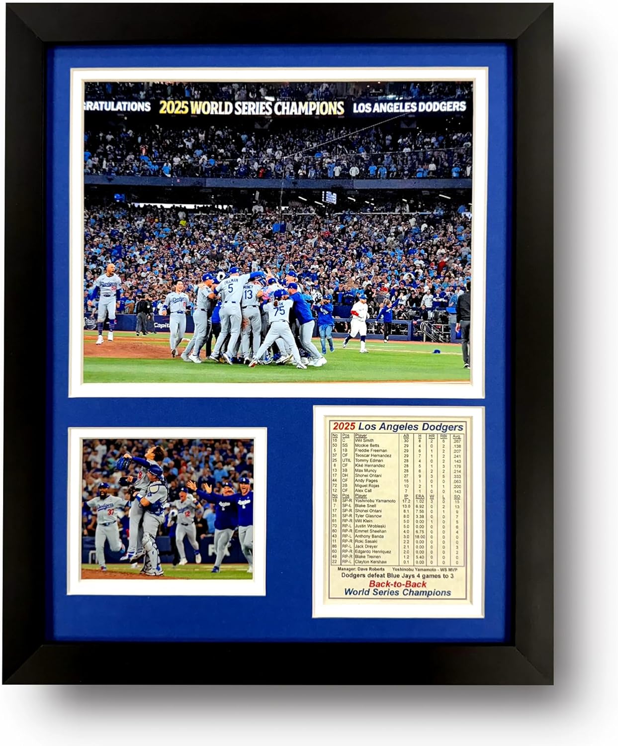 Los Angeles Dodgers | 2025 World Series Champions | Collectible Baseball Memorabilia | MLB Framed Picture & Photo Collage Gift, Man Cave Wall Art, Home Room Decor | 2 Sizes & 4 Styles (Celebration, 12"x15")