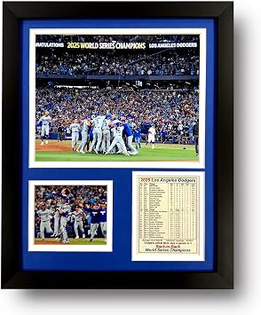 Los Angeles Dodgers | 2025 World Series Champions | Collectible Baseball Memorabilia | MLB Framed Picture & Photo Collage Gift, Man Cave Wall Art, Home Room Decor | 2 Sizes & 4 Styles Celebration, 12"x15"