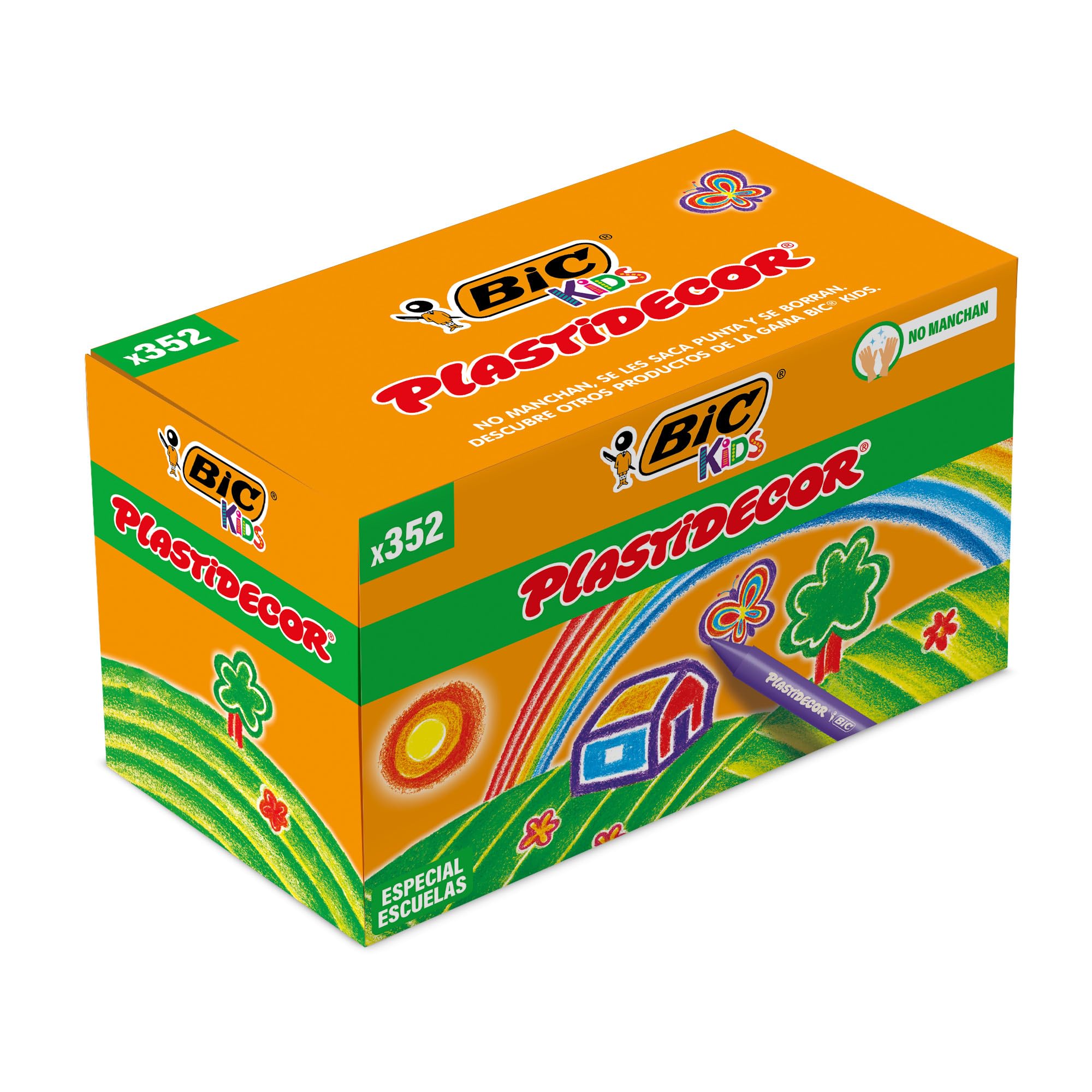 BIC Kids Plastidecor Pack de Ceras lavables, especial escuelas, óptimo para niños a partir de 30 meses, antimanchas, Caja Beige de 352 Unidades (Paquete de 1)