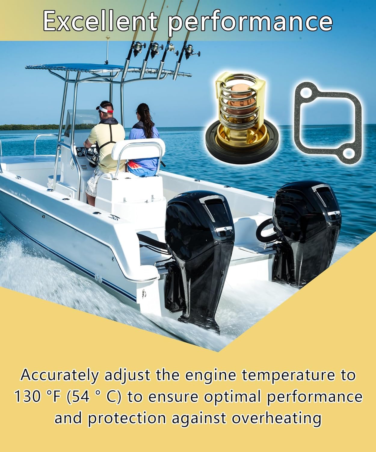 2Pcs 18-3606 Thermostat Kit Fits For Mercury Marine 200-300 HP Outboard Motors,Fits For Sierra 18-3535 18-3675 Engine Cooling System Replace 885599003 885599004 8855991 8M0057307