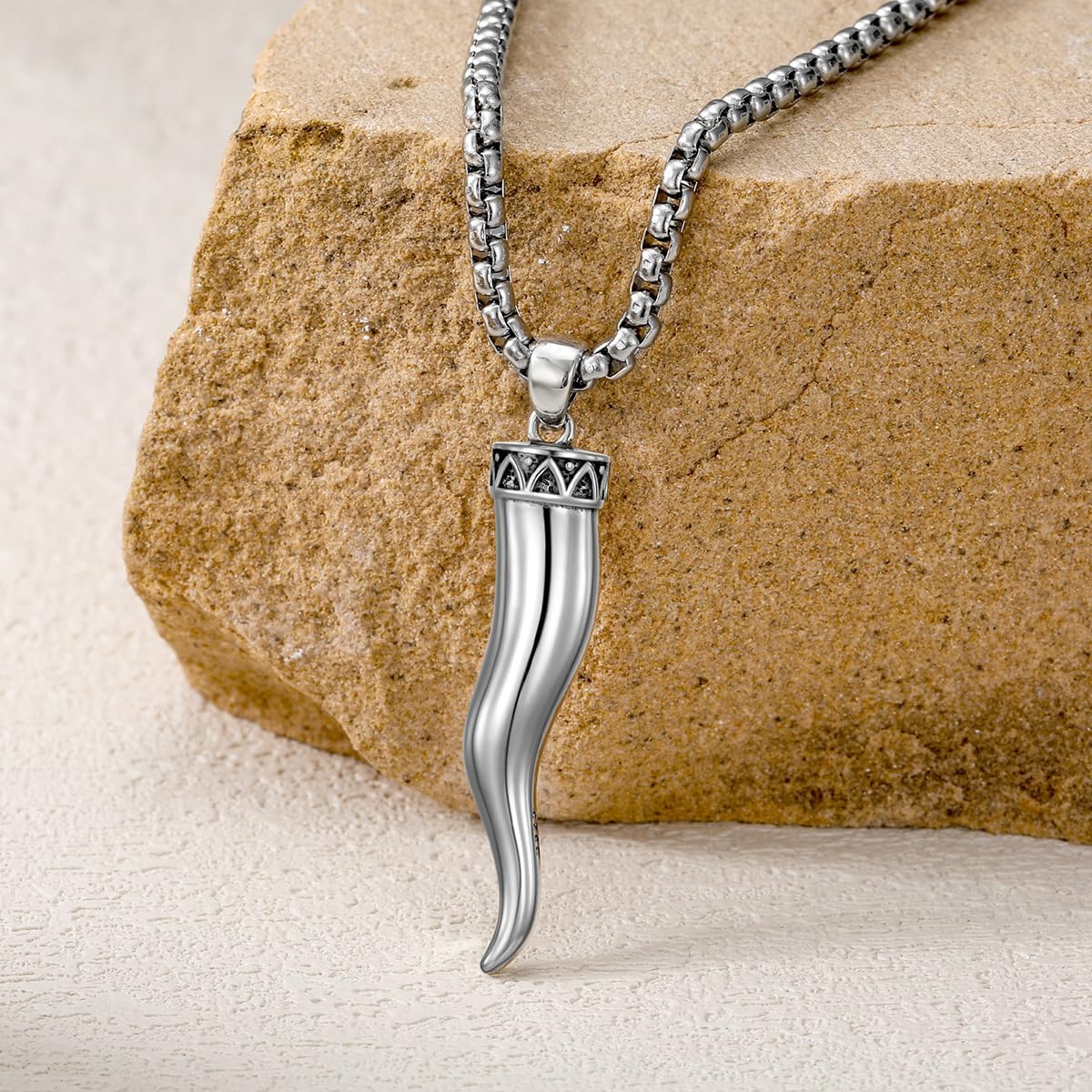 Italian Horn Necklace for Men 925 Sterling Silver/Gold Plated/Black Plated Cornicello Pendant Necklace Italy Jewelry for Men Women