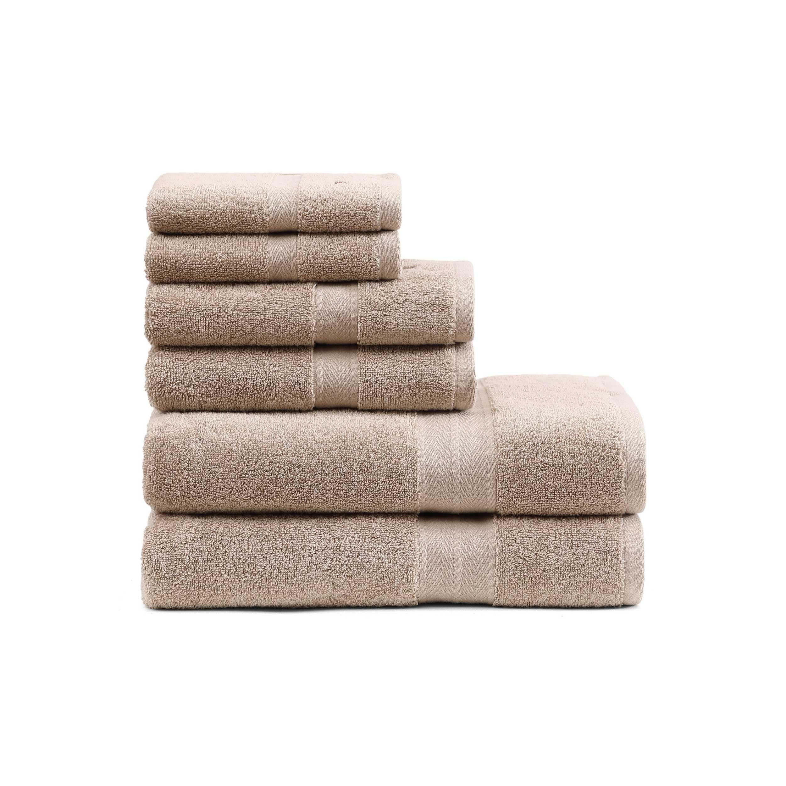 Tommy Hilfiger - Bath Towel Set, Absorbent Cotton Terry with Zero Twist, Medium Weight, Oeko-Tex Certified (Modern American Beige, 6 Piece)