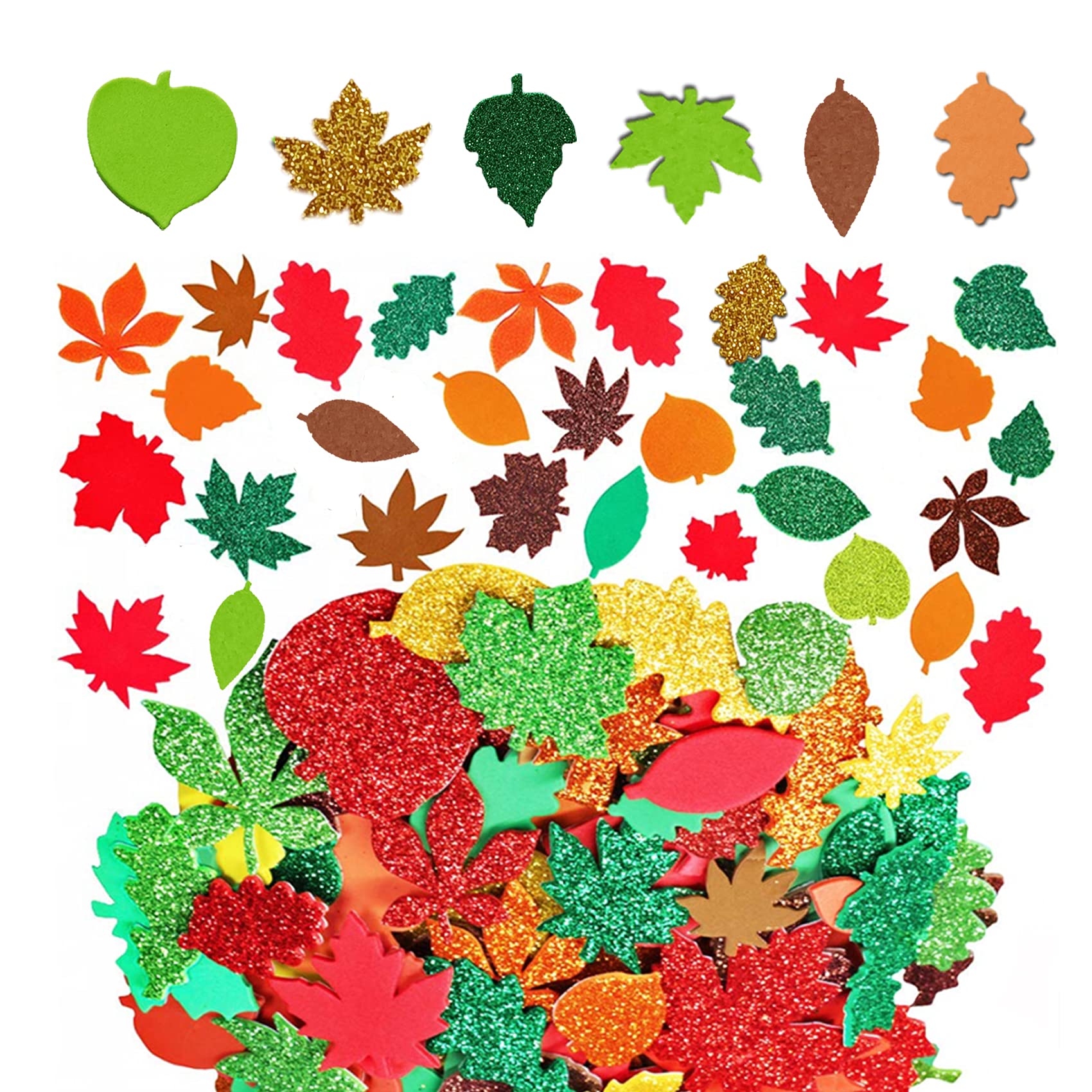 Thanksgiving Halloween Glitter-Foam Maple-Leaf Stickers Adhesive-3D Bubble-Shape Stickers for Fall Party Crafts for Kids Fun Home Activities Class 400 Pieces Sweetbei J